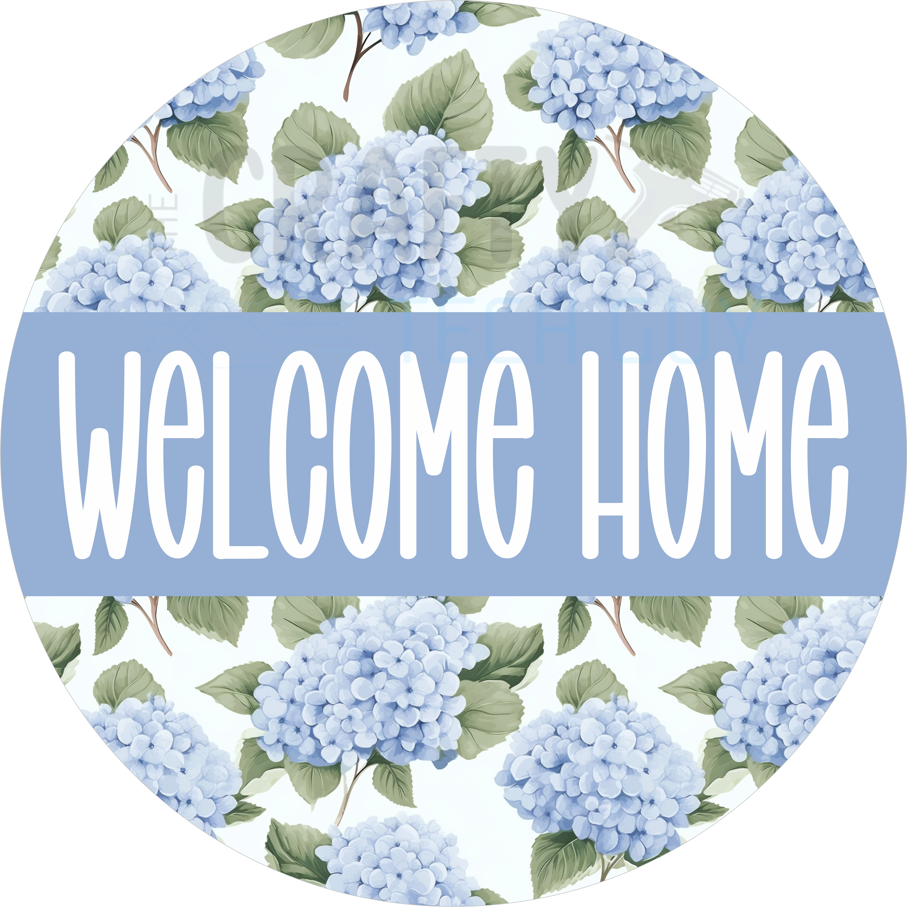 Floral Hydrangea Welcome Home Round Sign