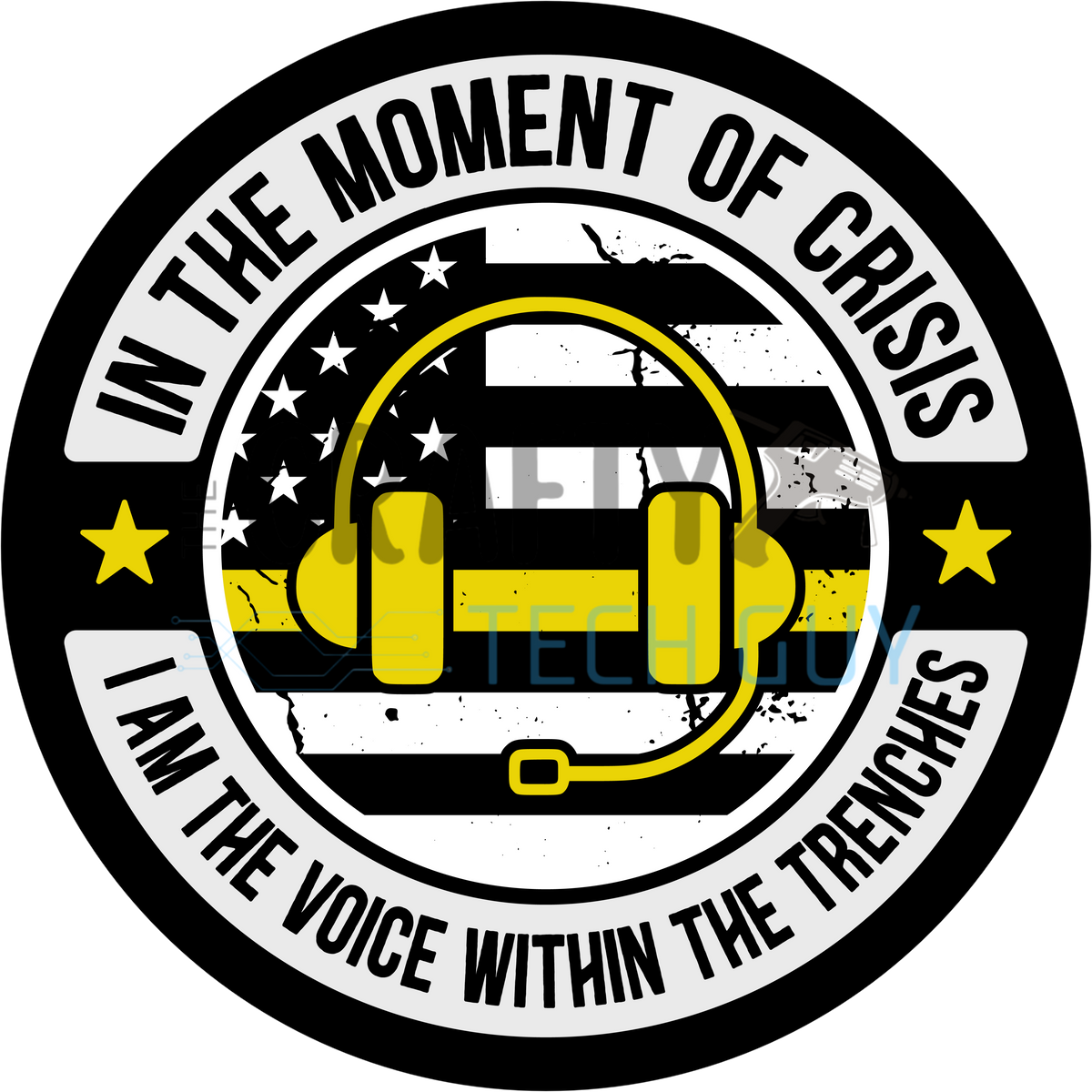 911 Dispatcher Thin Gold Line Headset Sign, In the Moment of Crisis, D