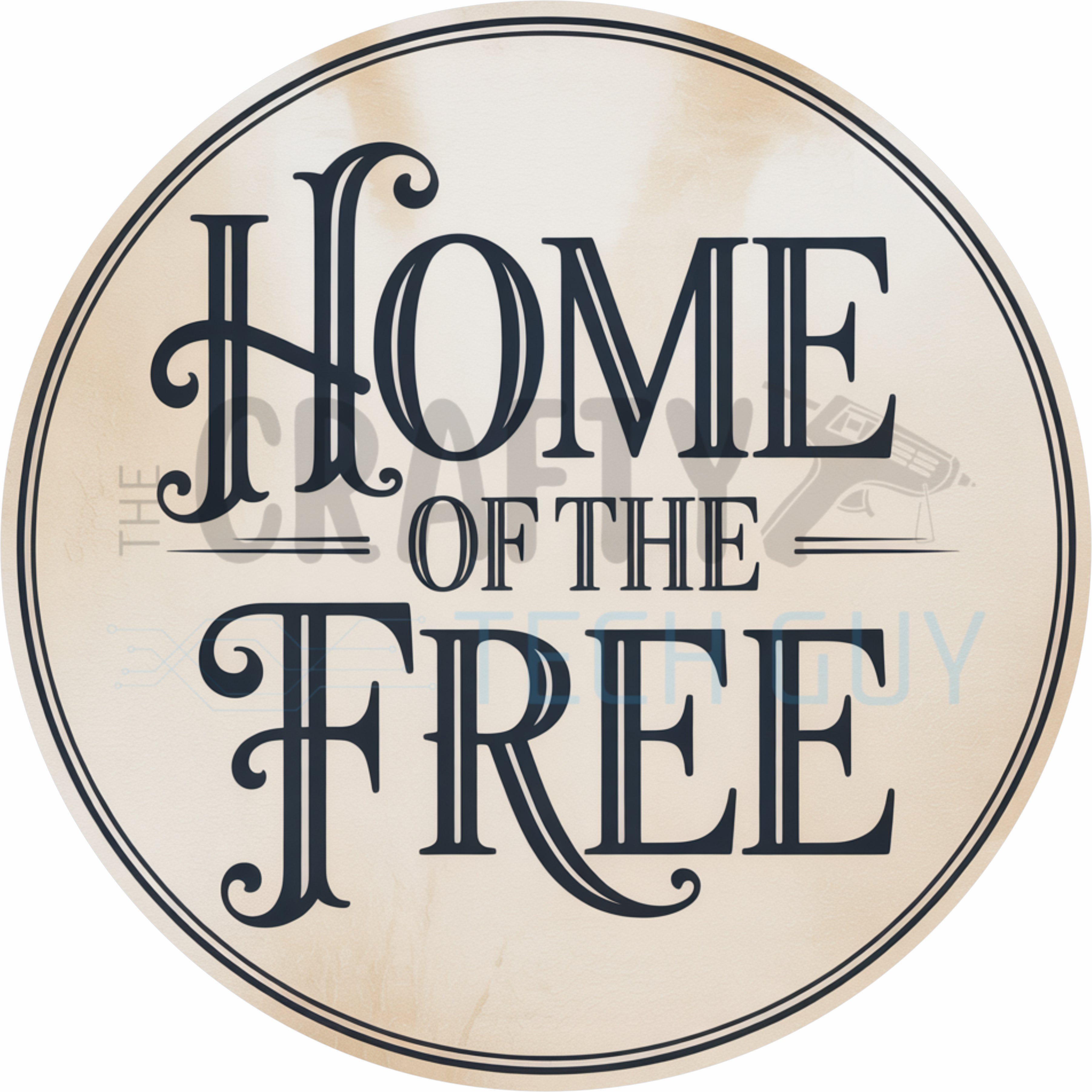 Home of the Free Patriotic Farmhouse Americana Round Wreath Sign