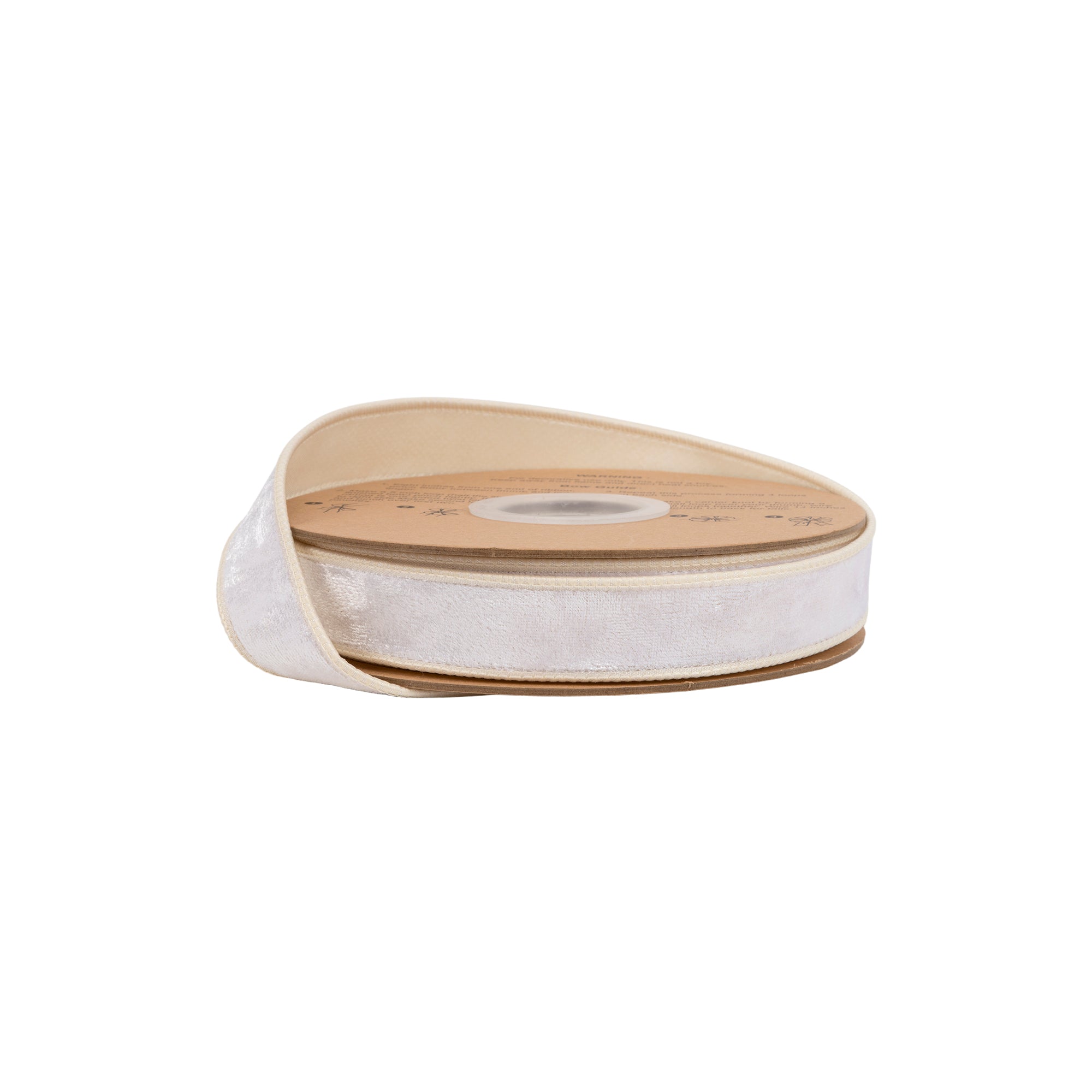 1 Inch 10 Yard Ivory Wired Heritage Velvet Ribbon Solid Cream on Spool