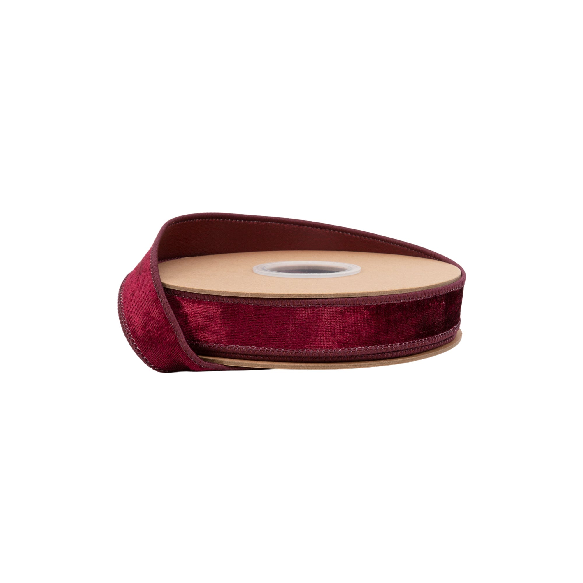 1 Inch 10 Yard Burgundy Wired Heritage Velvet Ribbon Solid Wine Red on Spool