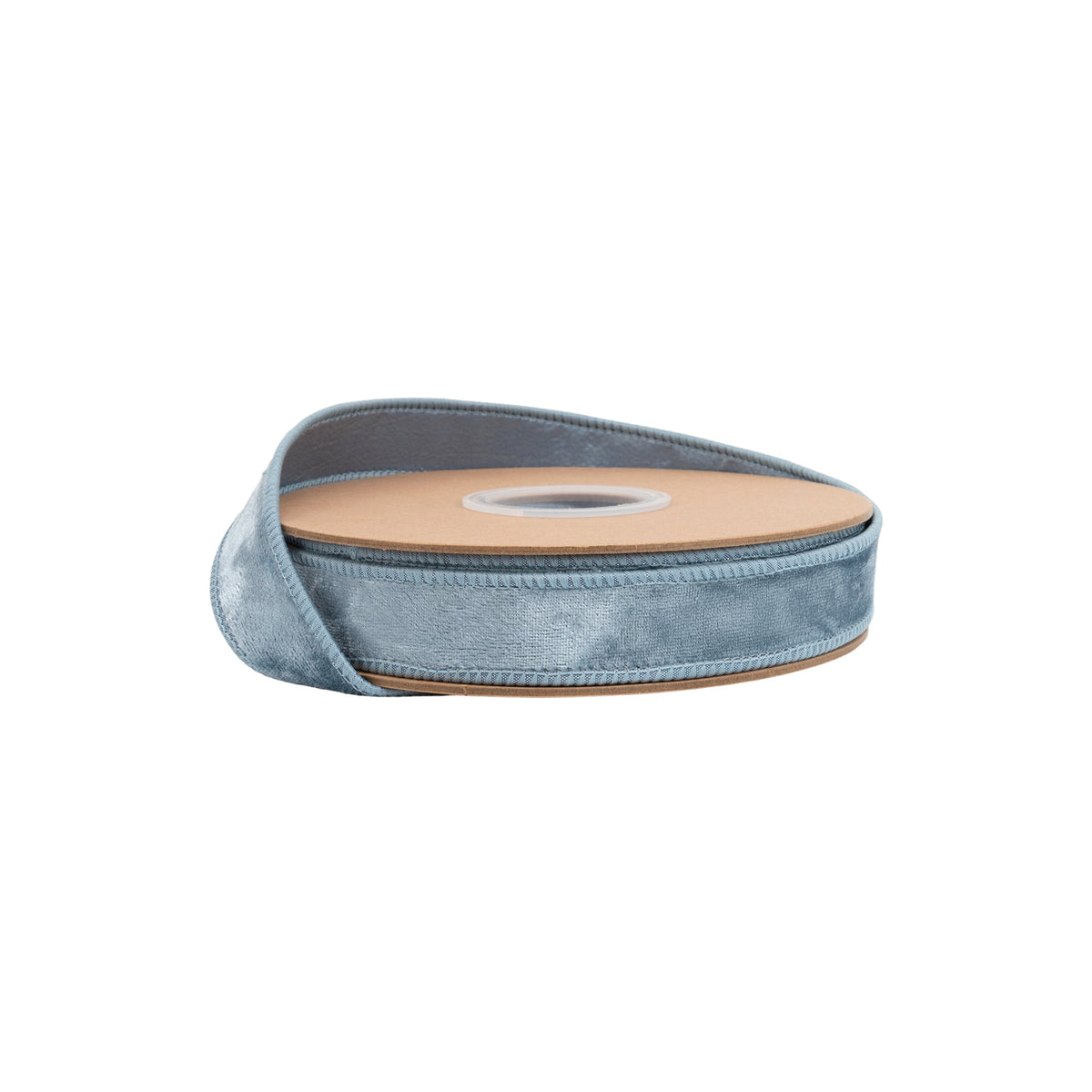 1 Inch 10 Yard French Blue Wired Heritage Velvet Ribbon Solid Dusty Blue on Spool