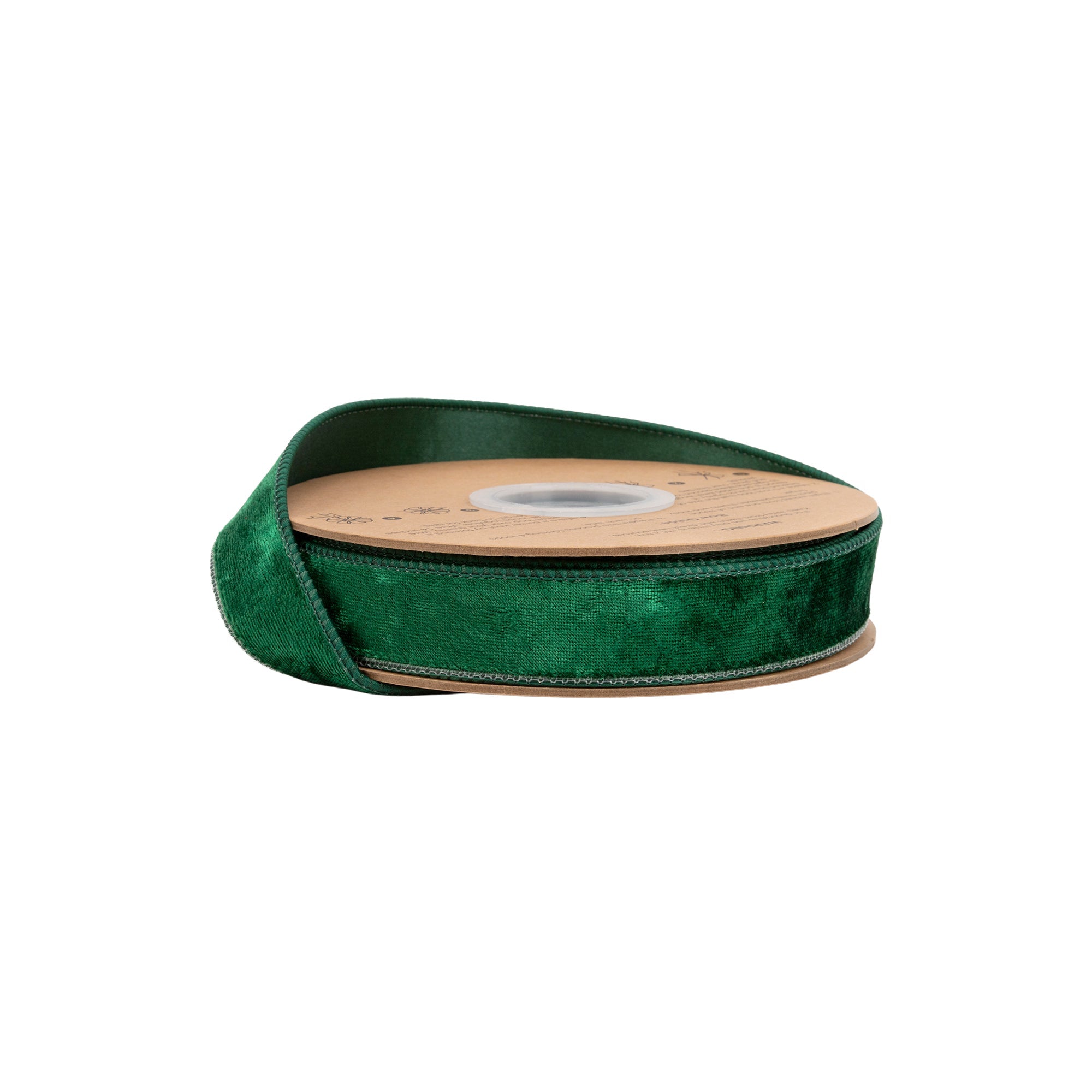 1 Inch 10 Yard Hunter Green Wired Heritage Velvet Ribbon Solid Emerald on Spool