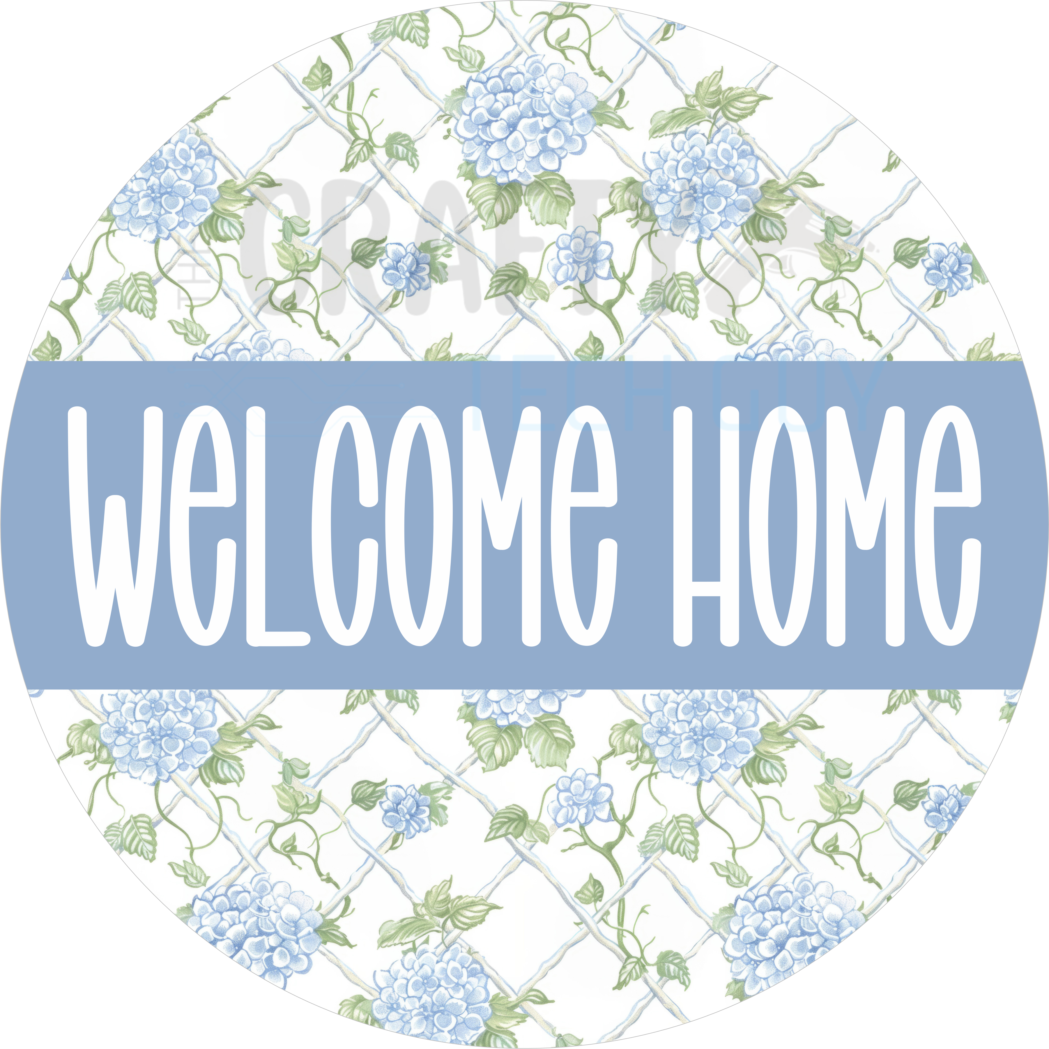 Vintage Hydrangea Welcome Home Round Sign