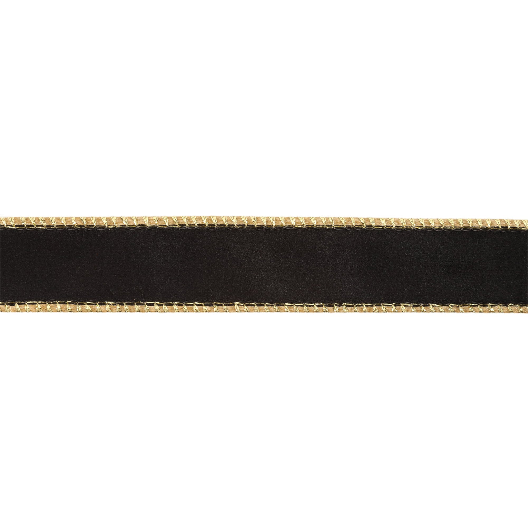 Black Velvet Face and Gold Reverse on Narrow Wired Wreath Ribbon