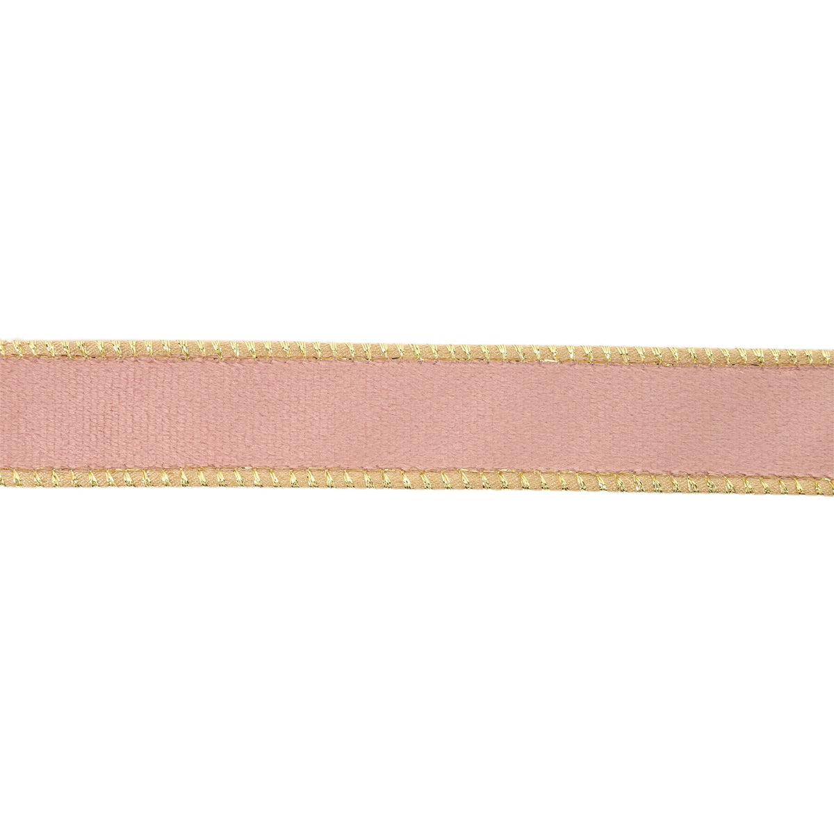 Blush Pink Velvet Face and Gold Reverse on Narrow Wired Wreath Ribbon
