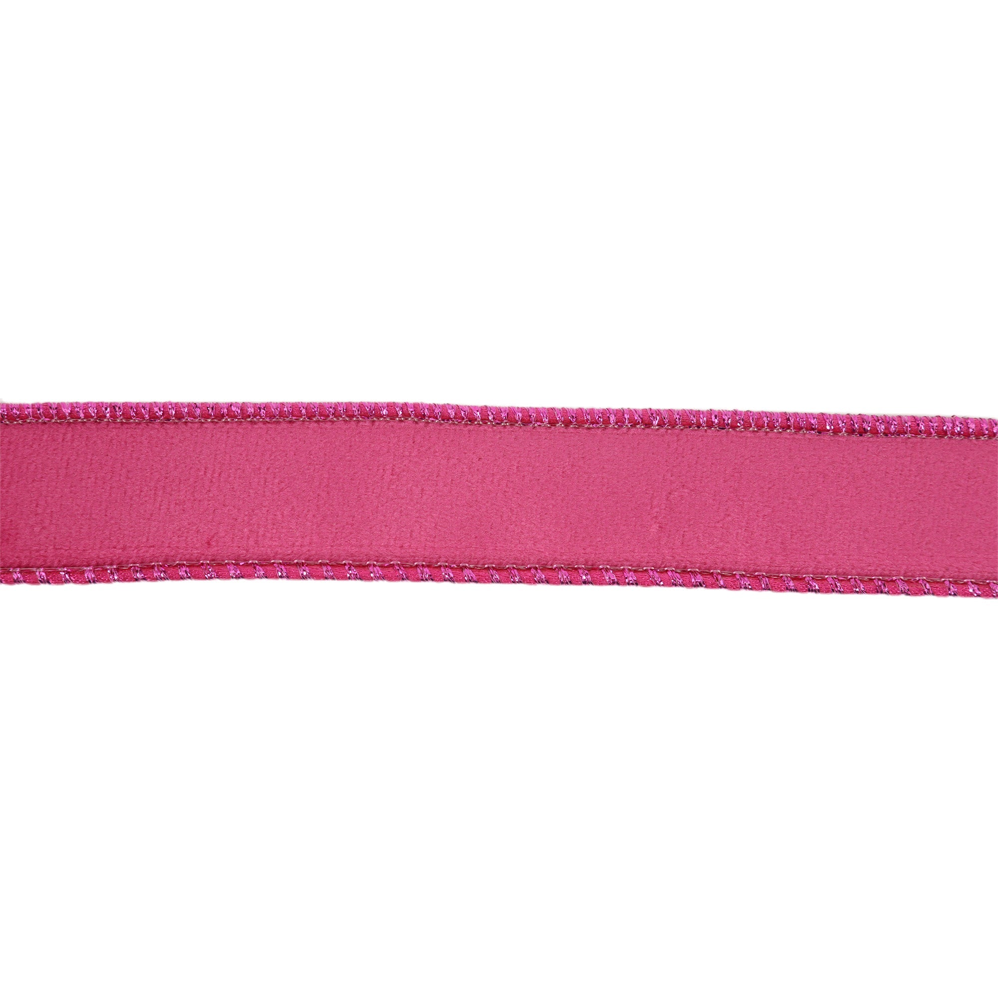Hot Pink Velvet Face and Shimmer Pink Reverse on Narrow Wired Wreath Ribbon