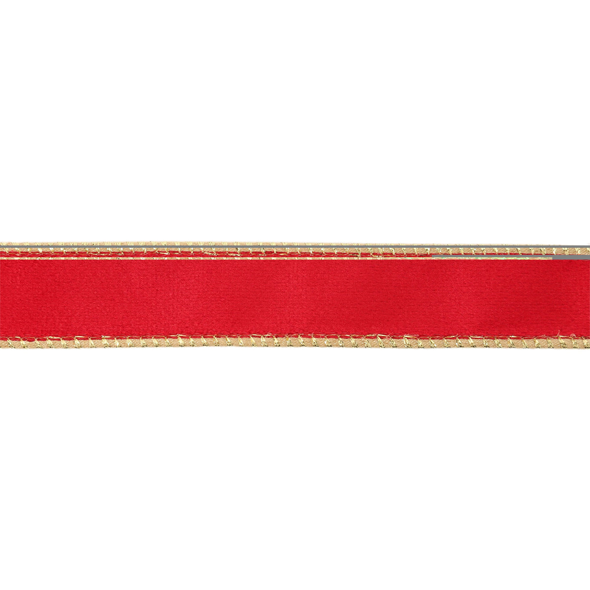 Christmas Red Velvet Face and Gold Reverse on Narrow Wired Wreath Ribbon