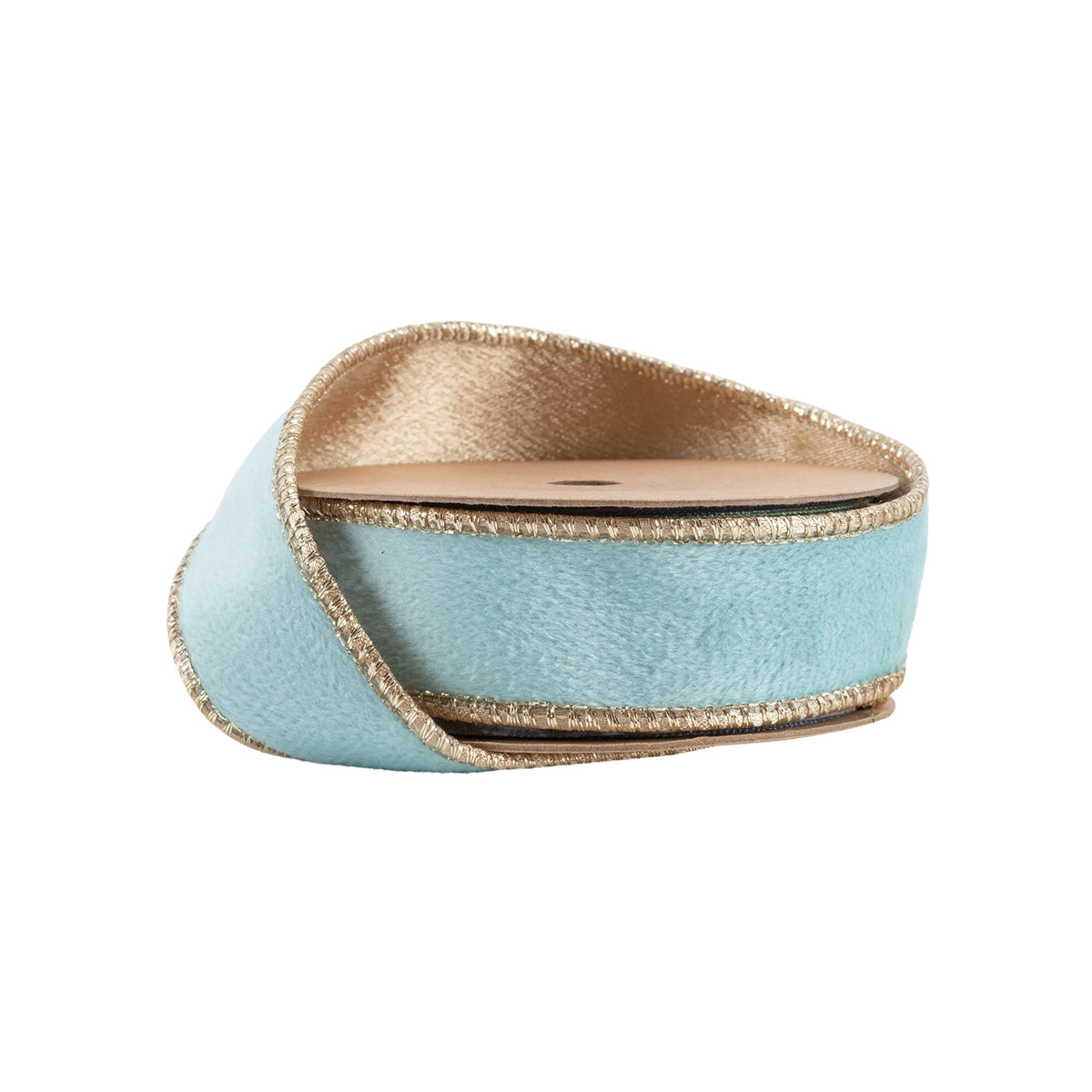 1 Inch 10 Yard Aqua and Gold Reversible Wired Classic Velvet Ribbon on Spool