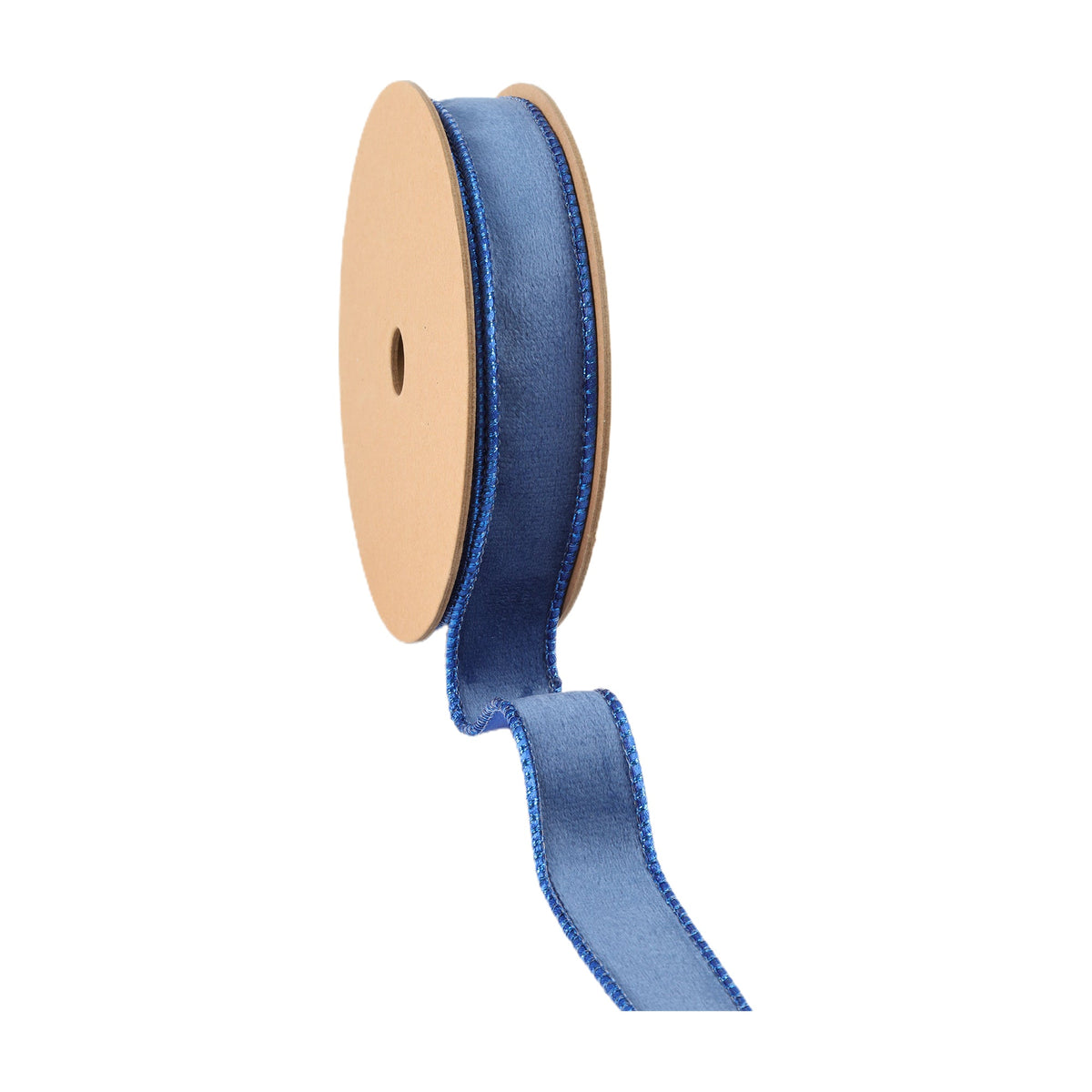 Close Up of Electric Blue Velvet Ribbon Wired Edge