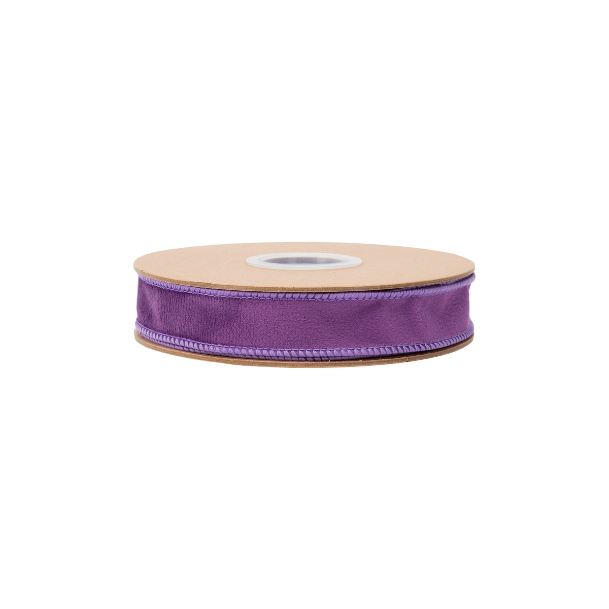 Close Up of Jewel Purple Velvet Nap on Narrow Wired Wreath Ribbon