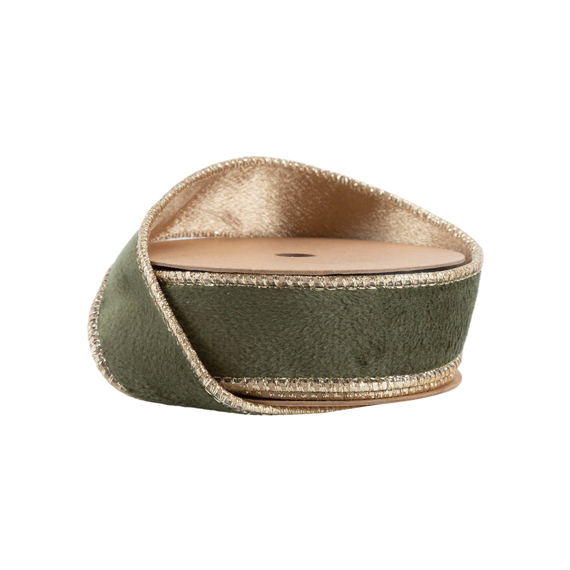 1 Inch 10 Yard Moss and Gold Reversible Wired Classic Velvet Ribbon on Spool
