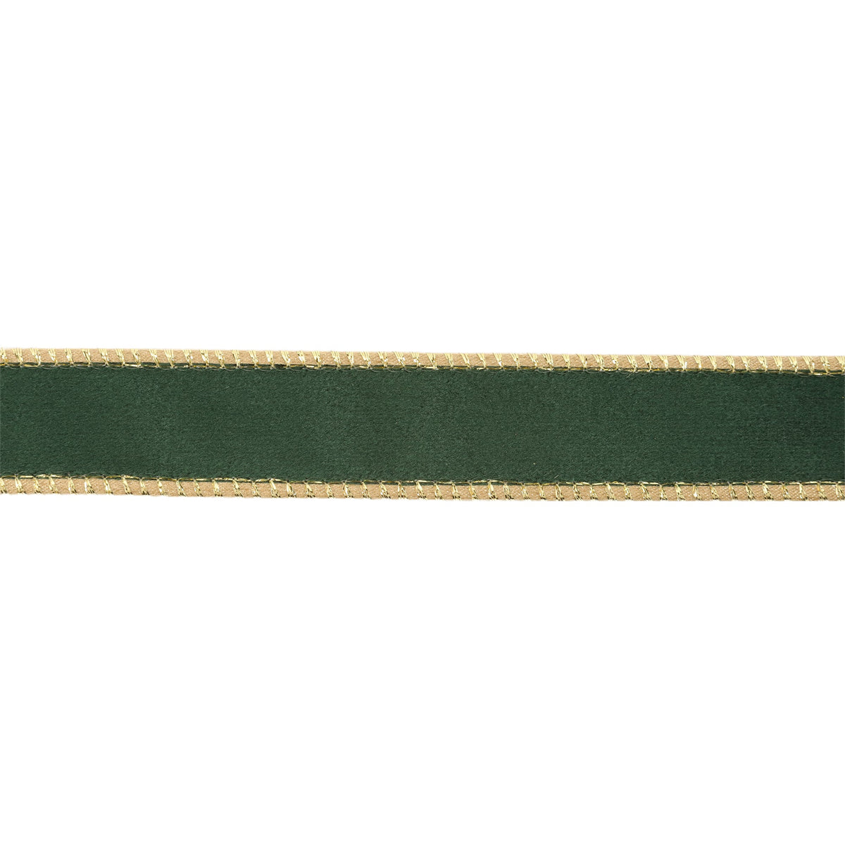 Forest Green Velvet Face and Gold Reverse on Narrow Wired Wreath Ribbon