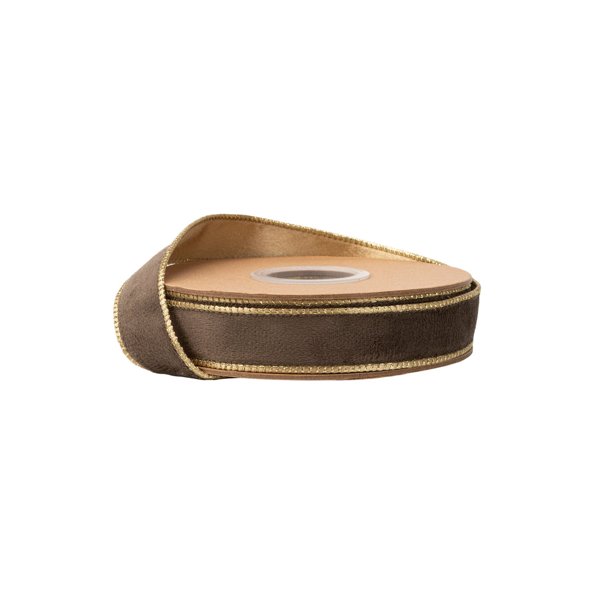 1 Inch 10 Yard Brown and Gold Reversible Wired Classic Velvet Ribbon on Spool