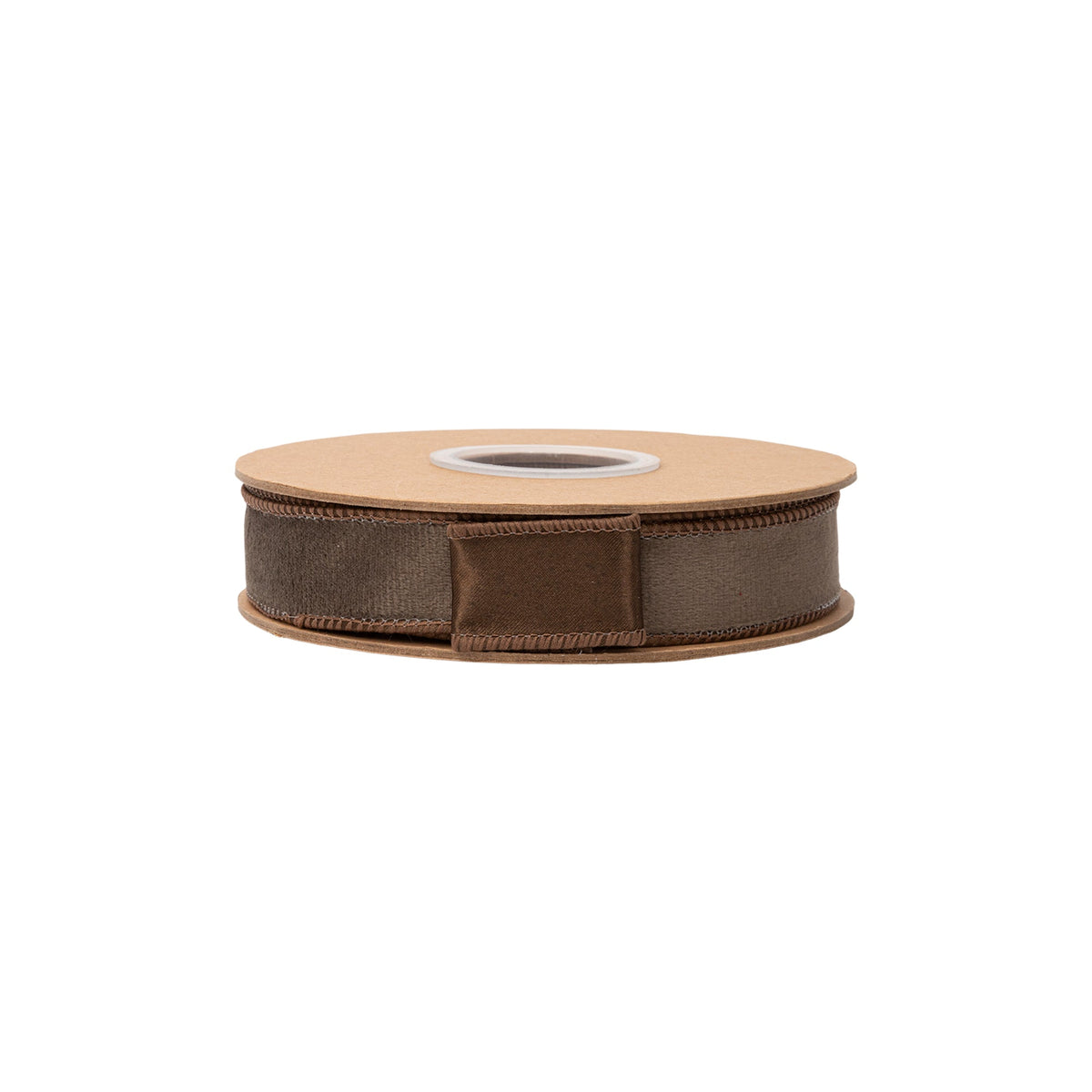 Close Up of Brown Velvet Ribbon Wired Edge