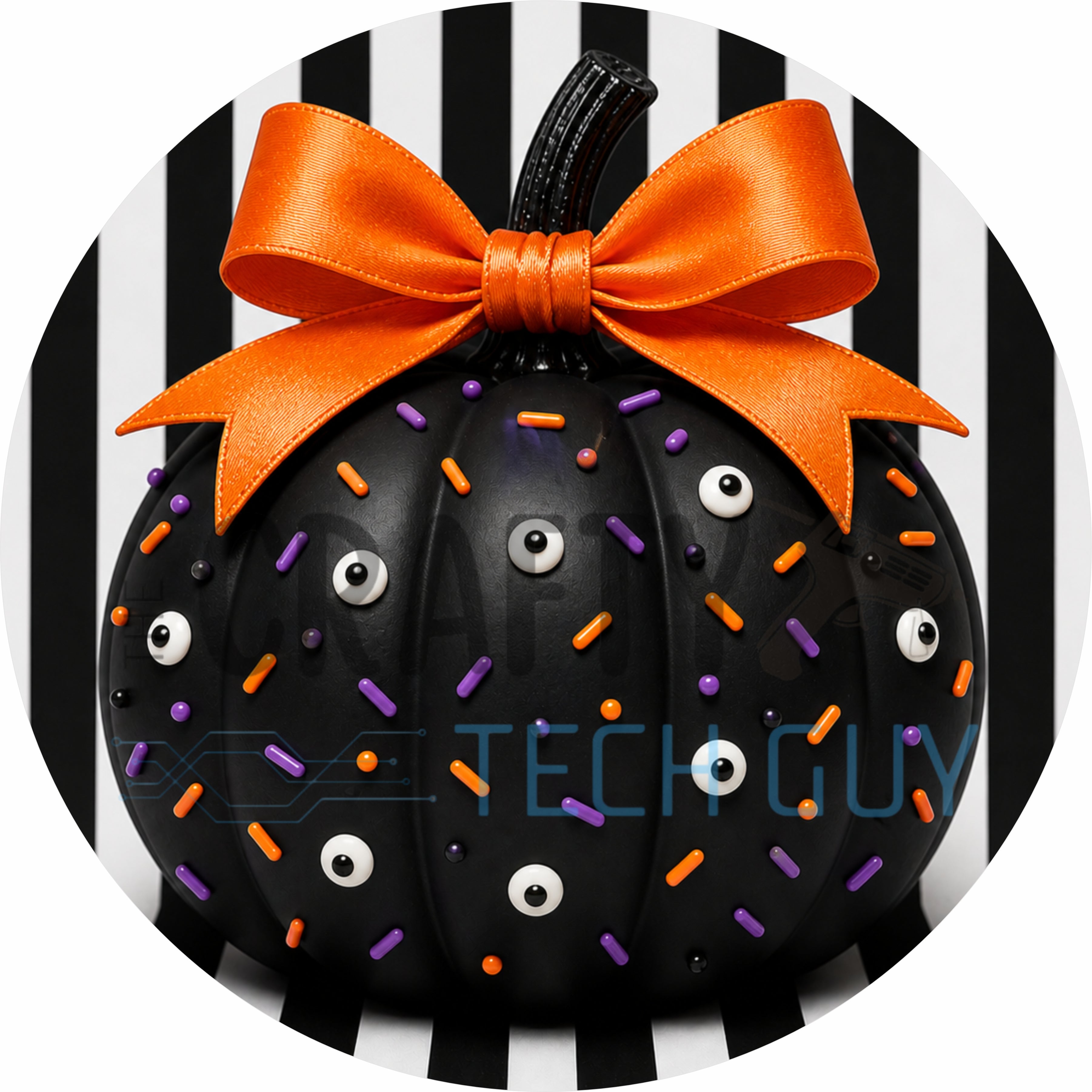 Black Eyeball Sprinkle Halloween Pumpkin Round Wreath Sign
