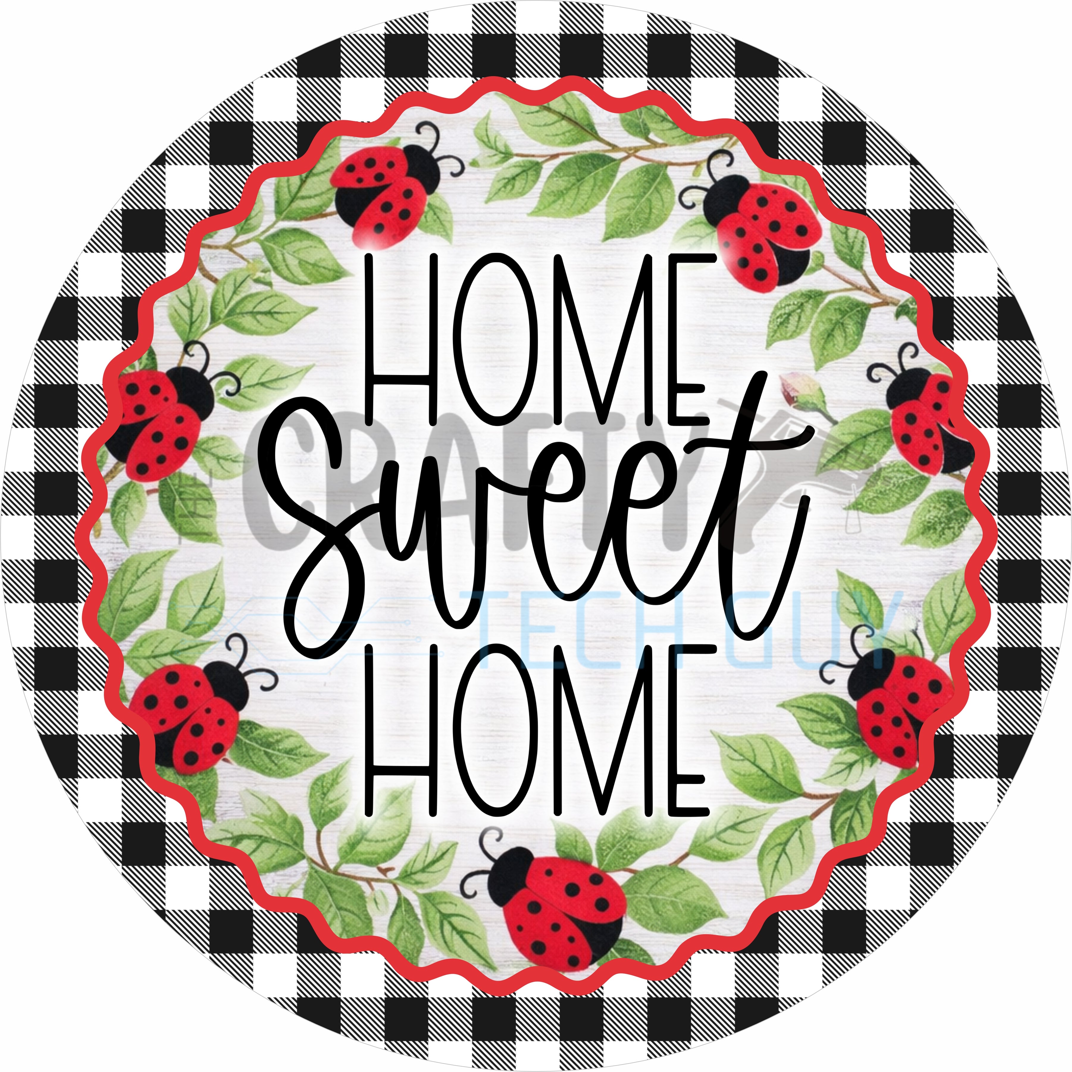 Ladybug Home Sweet Home Round Wreath Sign