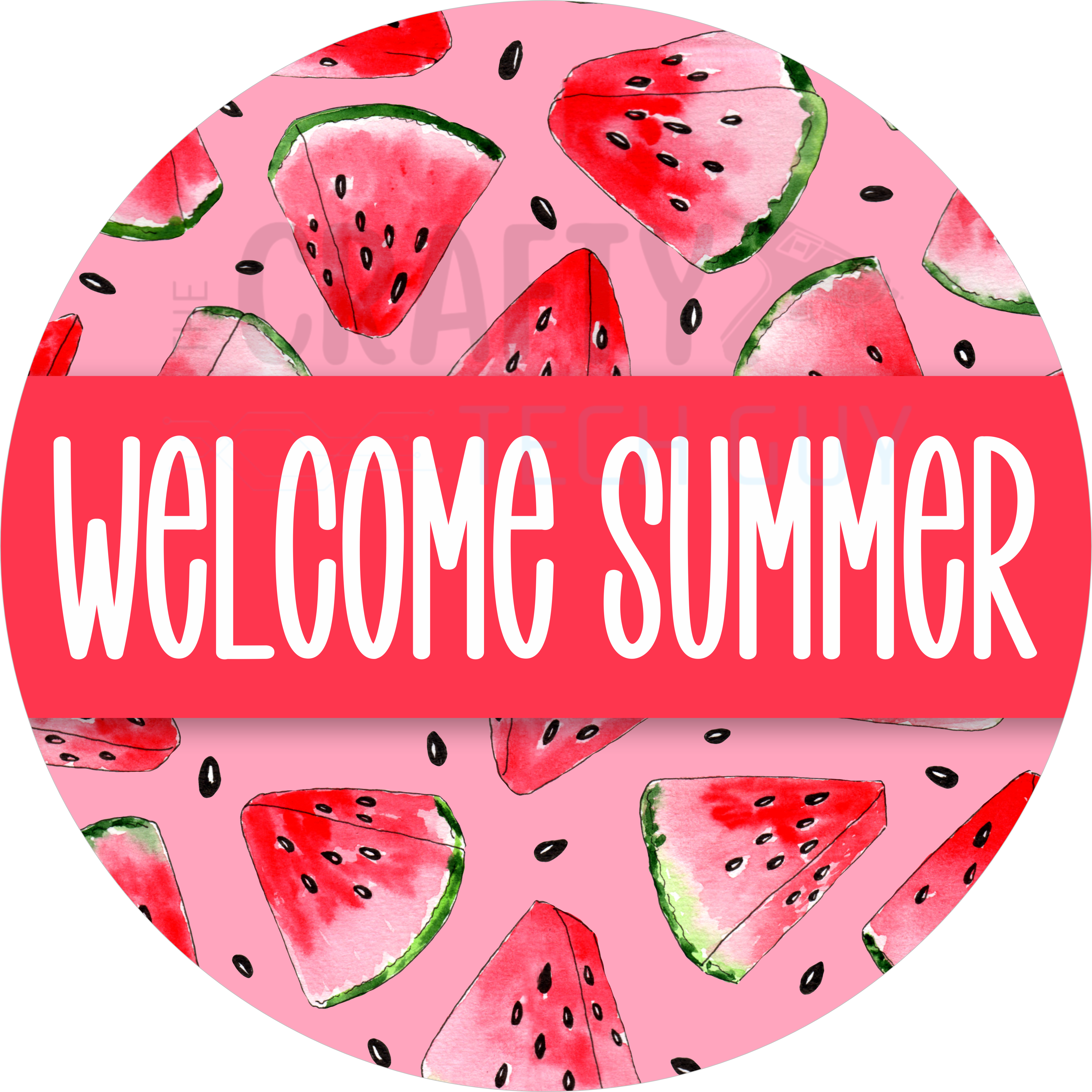 Welcome Summer Pink Watermelon Wreath Sign