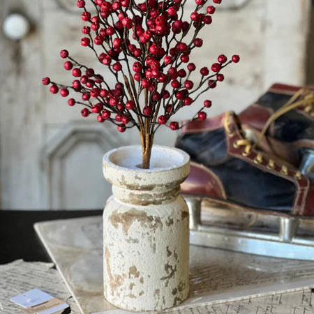 8 inch whitwell chippy paint pillar candle holder