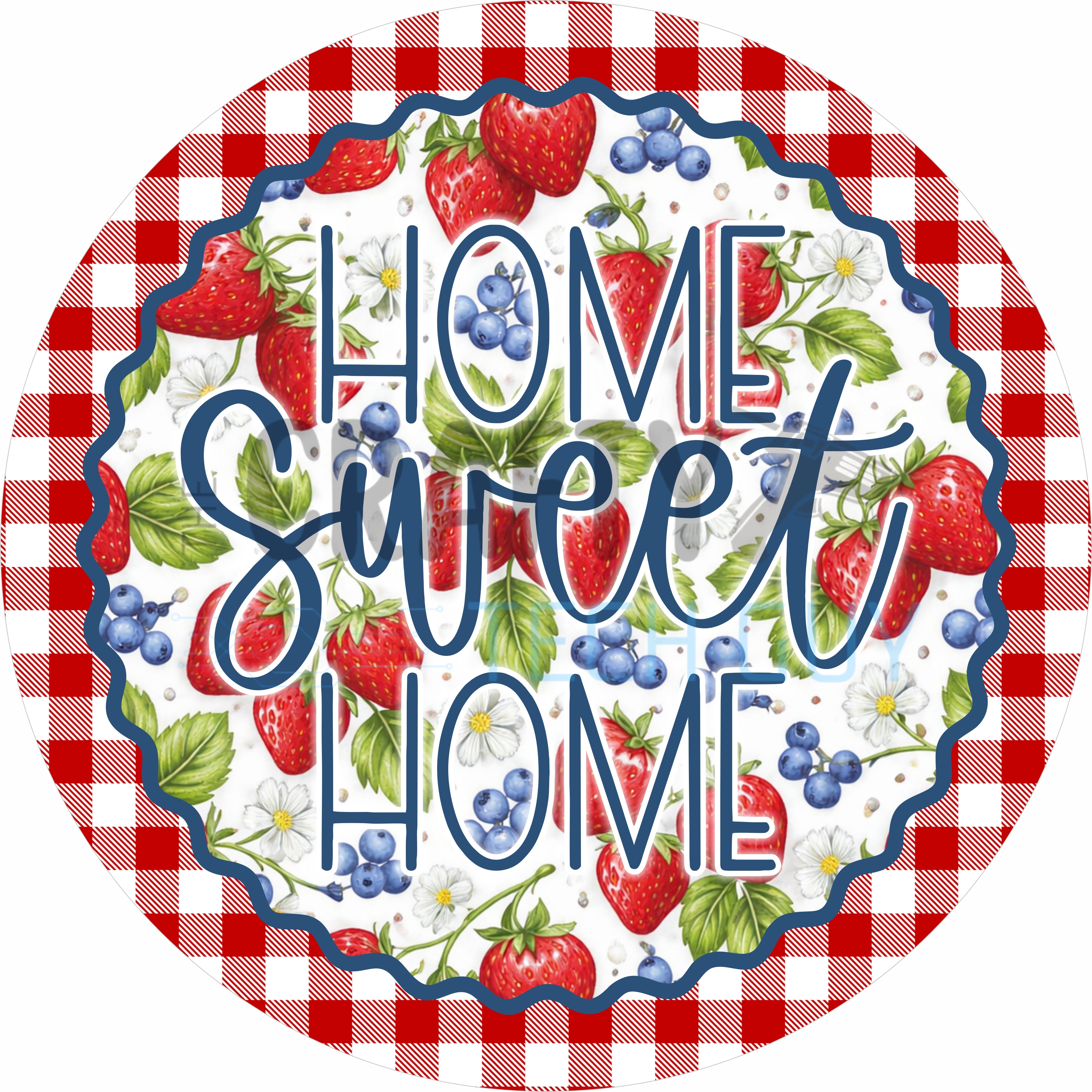 Strawberry Farmhouse Home Sweet Home Round Wreath Sign