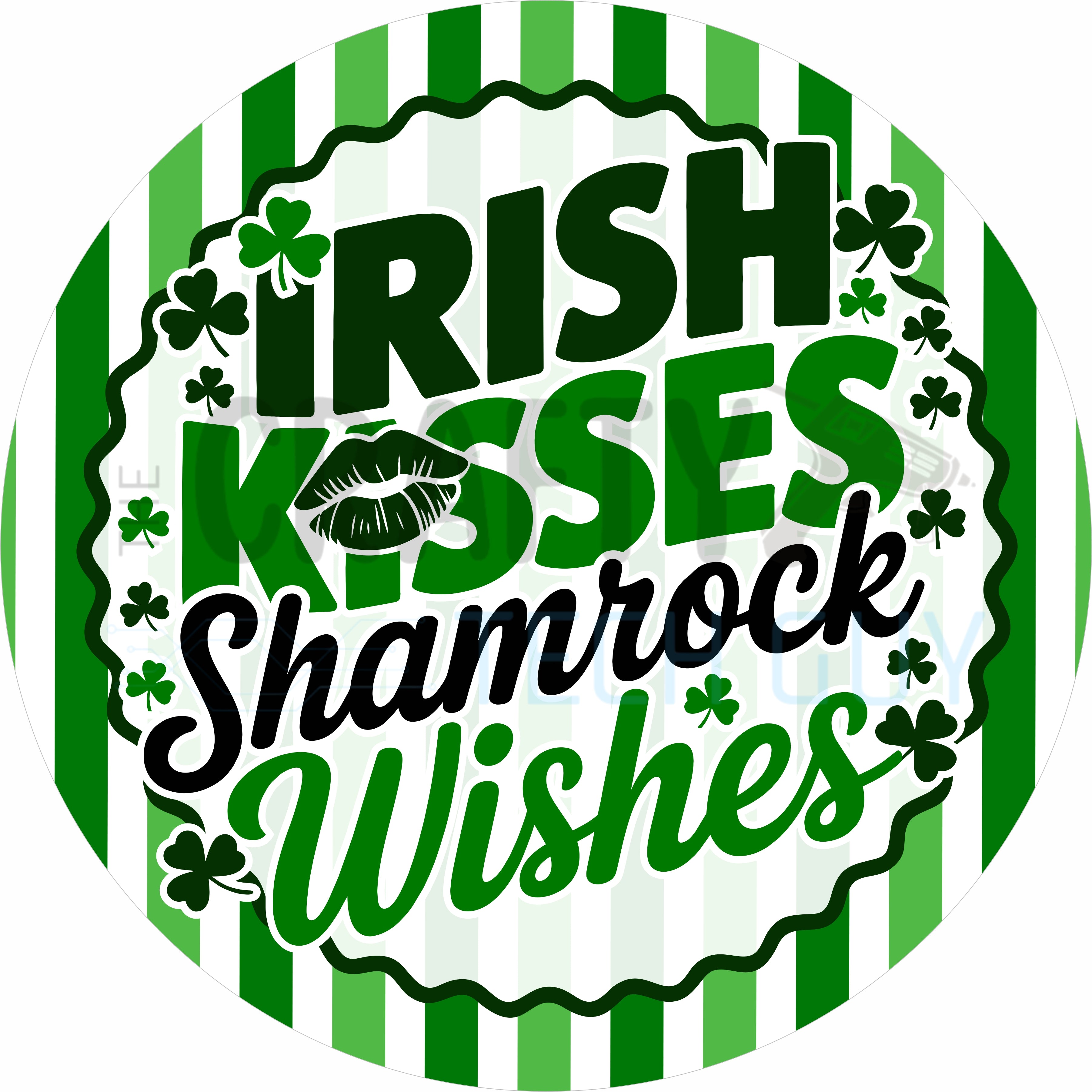 Irish Kisses Shamrock Wishes Round Wreath Sign – St. Patrick’s Day Green Clover Decor
