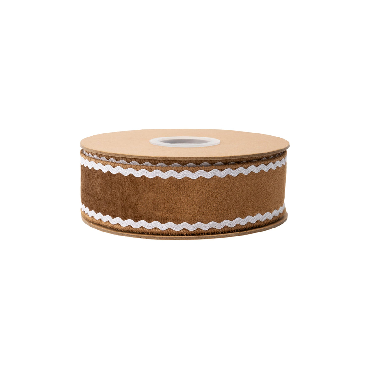 Close Up of Gingerbread Brown Velvet Nap and Piped White Scalloped Edge