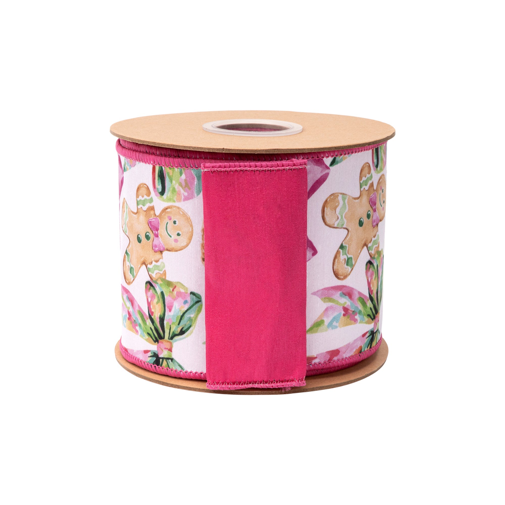 Hot Pink Fused Backing on Baubles and Bows Wired Dupioni Wreath Ribbon