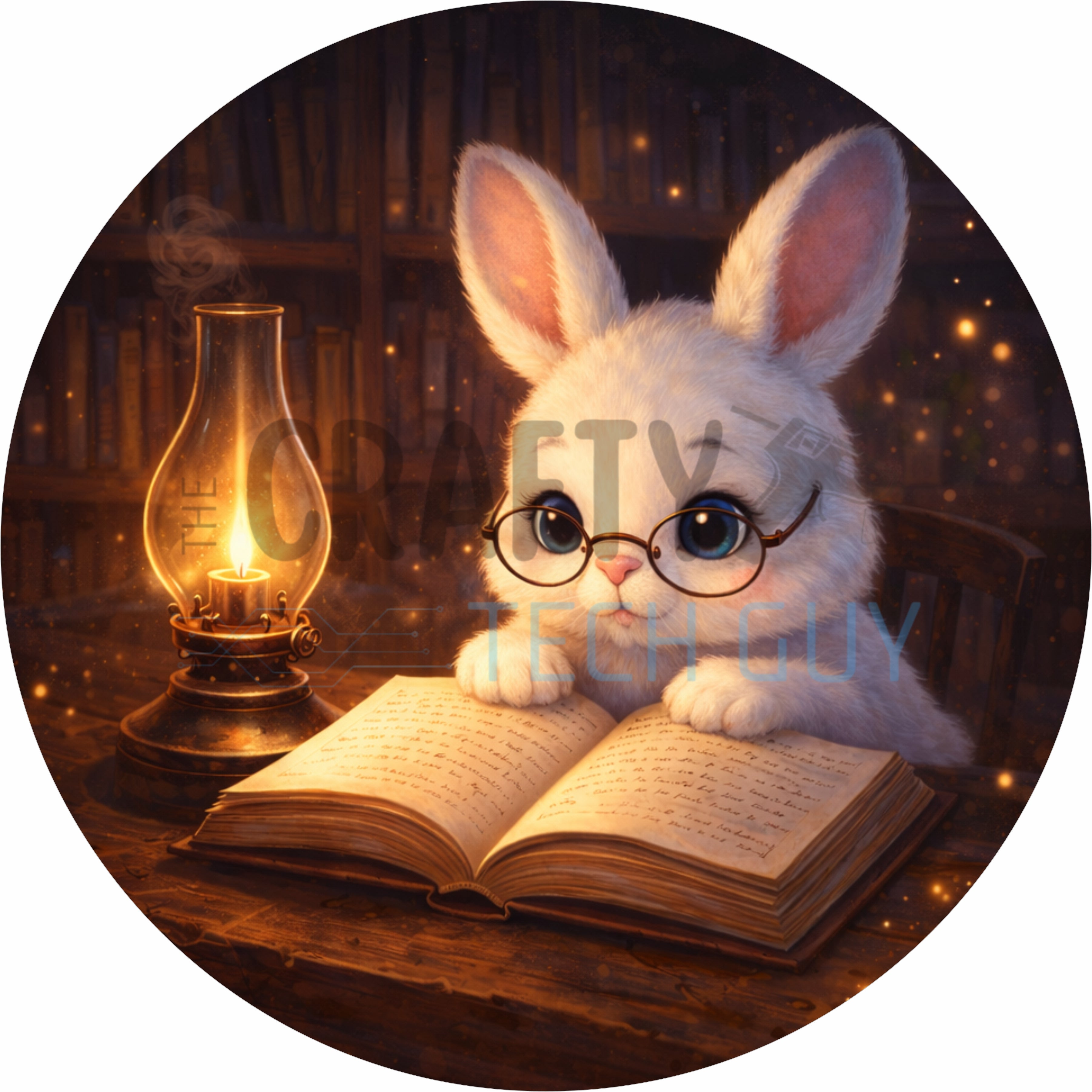 Vintage Storytime Bunny Round Wreath Sign