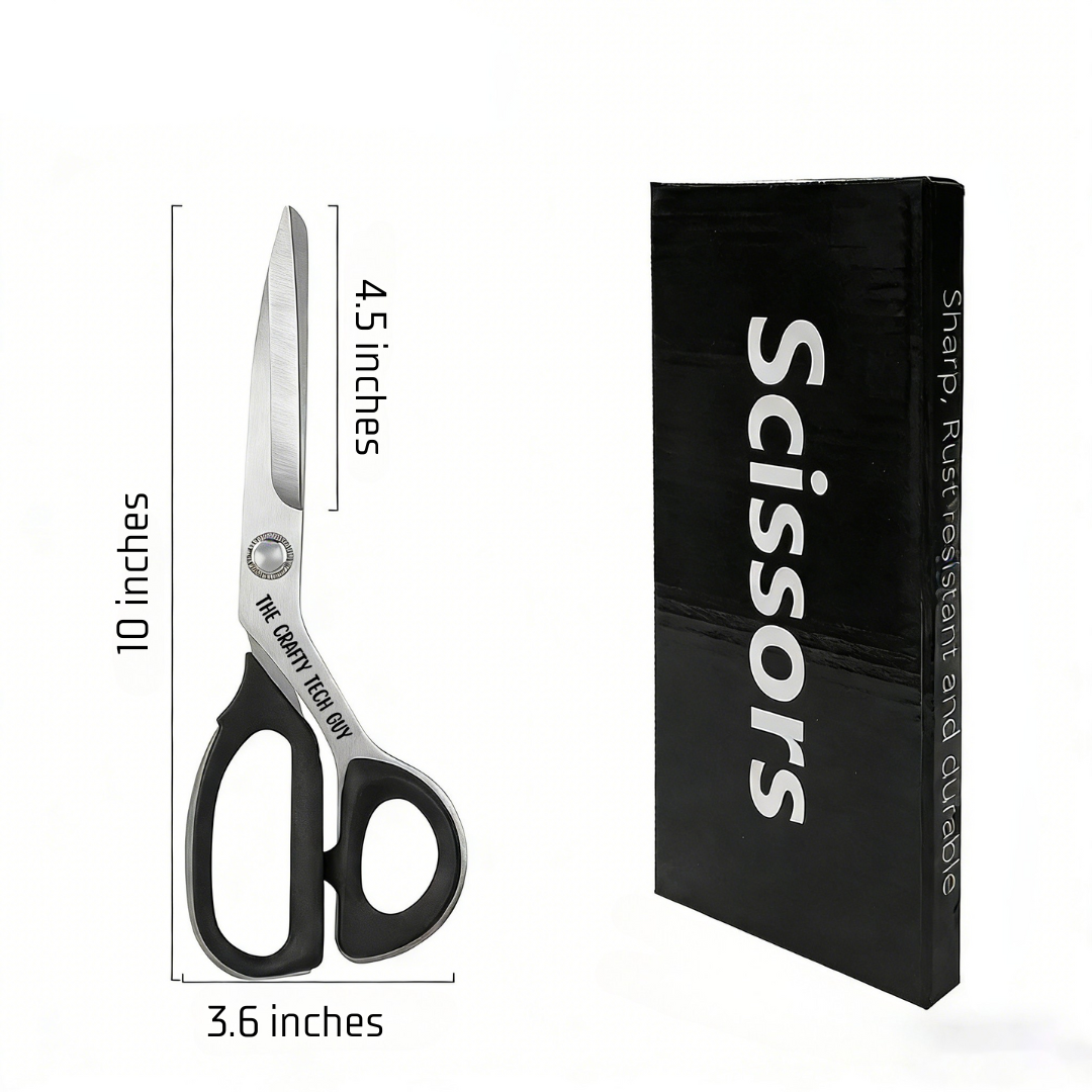 Heavy Duty Tailor’s Scissors 10 Inch, 4 Inch Cutting Blade, Professional Fabric and Thick Ribbon Shears