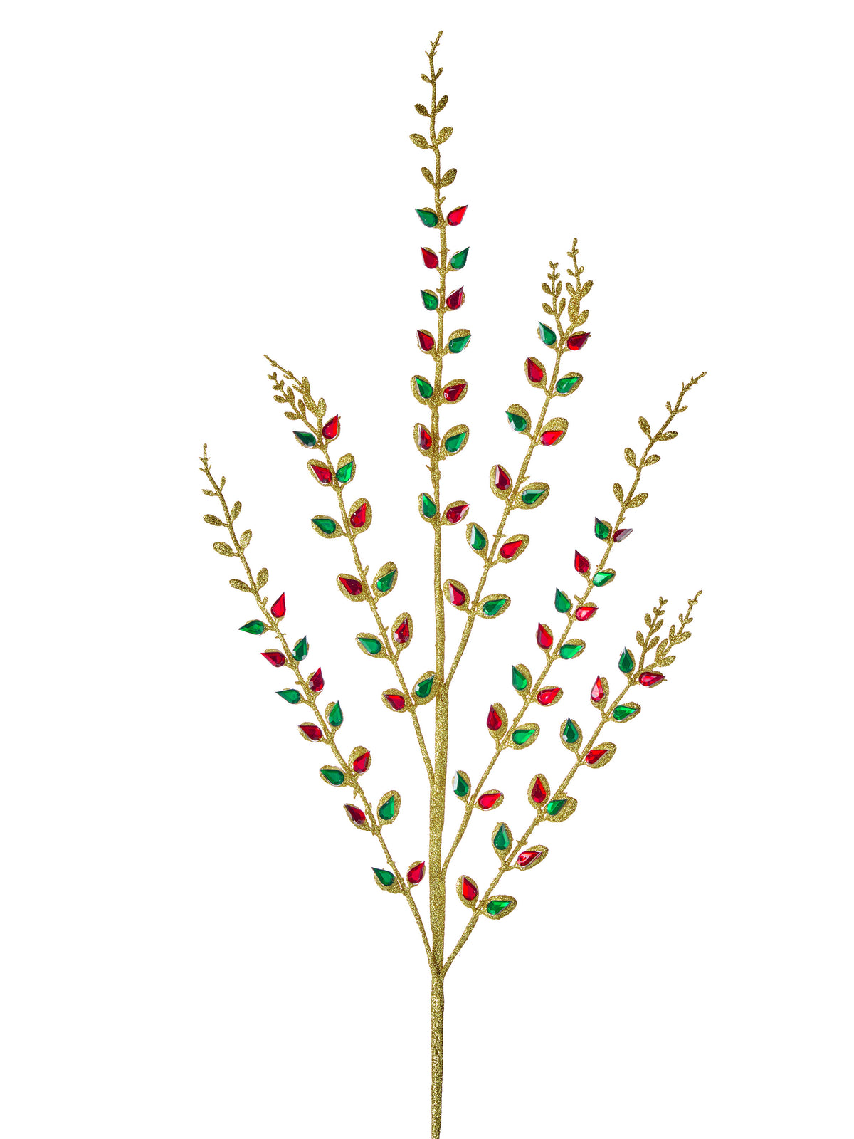 30 inch red and green jeweled glitter Christmas spray for wreaths