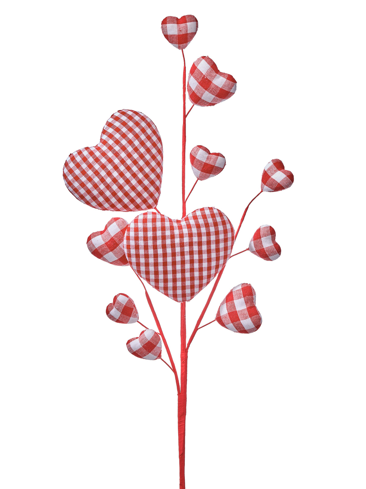 28 inch red and white gingham multi heart spray for Valentine wreaths