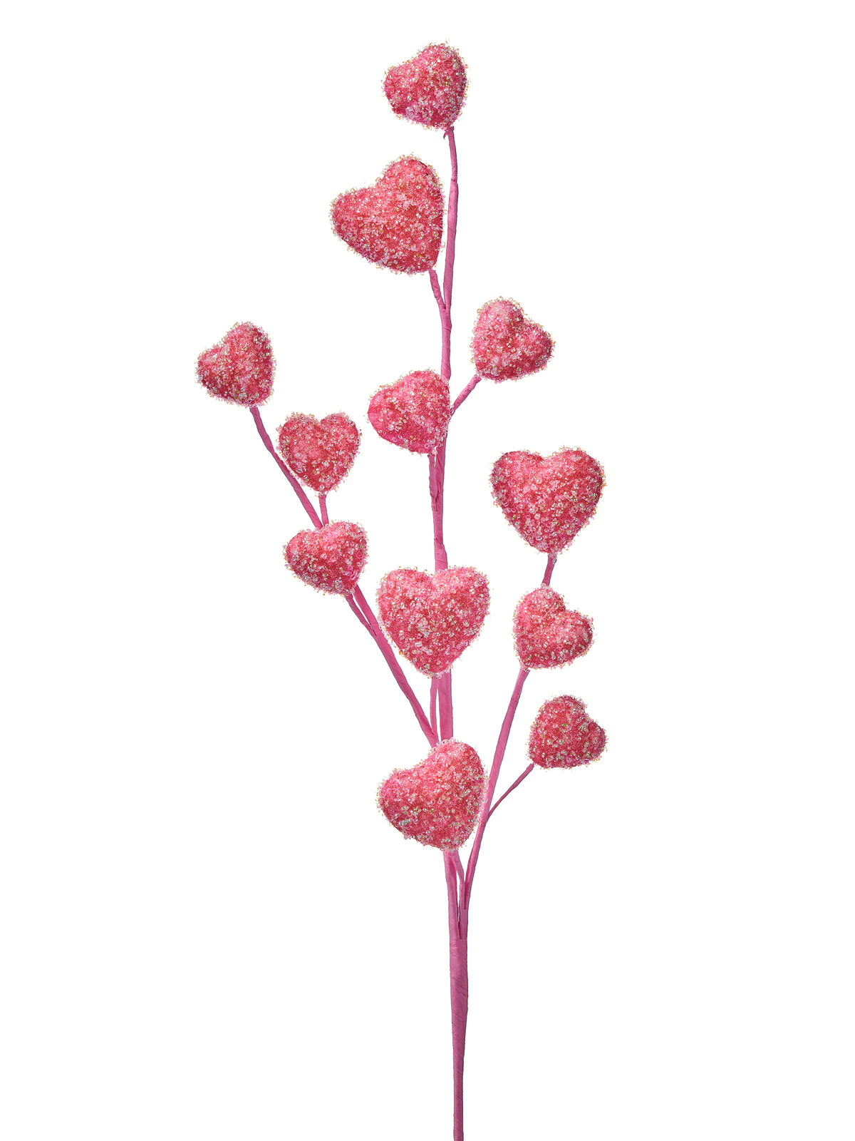 26 inch hot pink iridescent sprinkle heart spray for Valentine wreaths