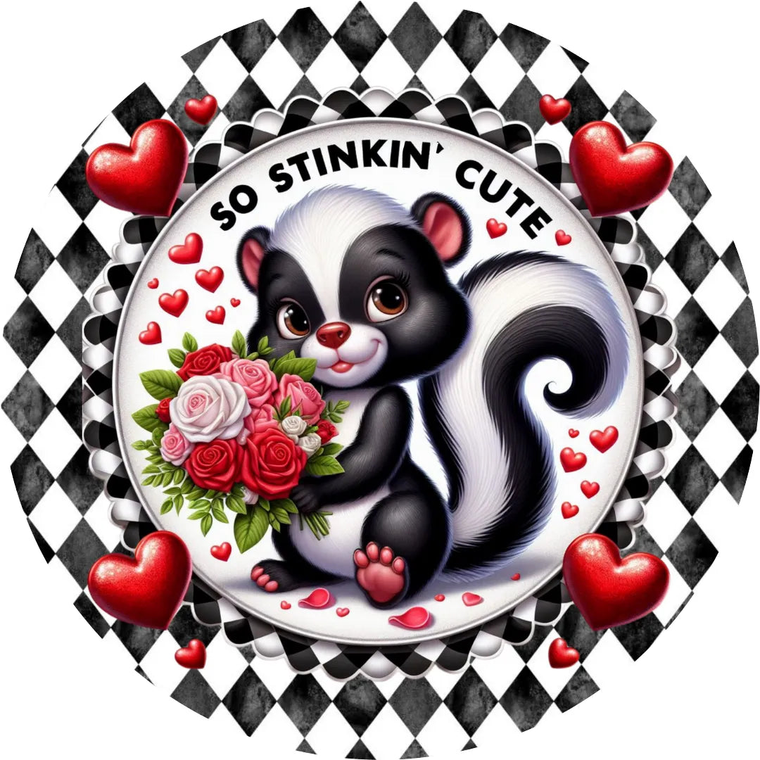 So Stinkin' Cute Valentine's Day Sign, Skunk Holding Roses, Cute Animal Love Decor, Romantic Gift Sign, Kids Valentine Art Print