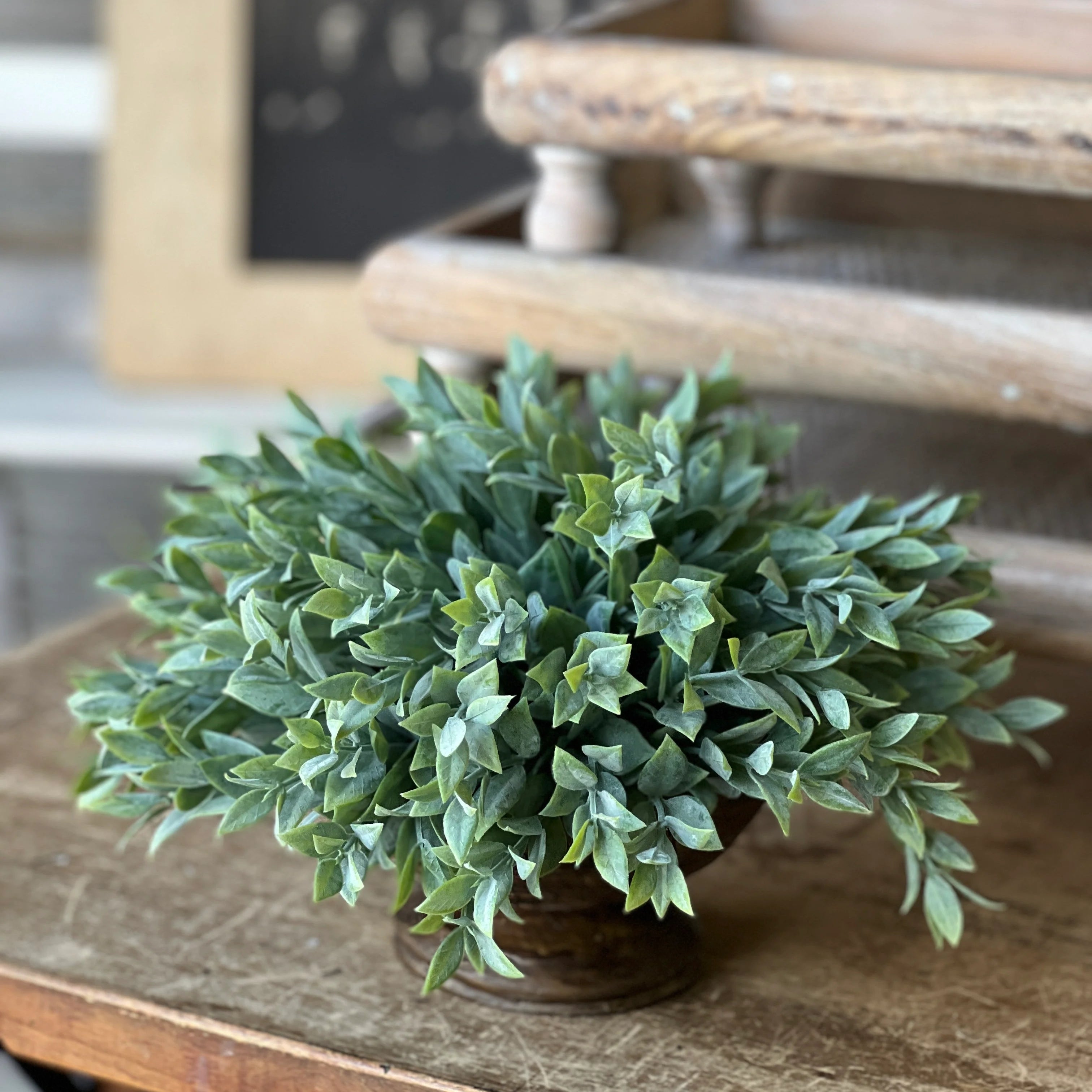 Rainwashed Greenery Half Sphere 11 Inch, Farmhouse Faux Leaf Decor Accent, Neutral Everyday Home Styling Piece