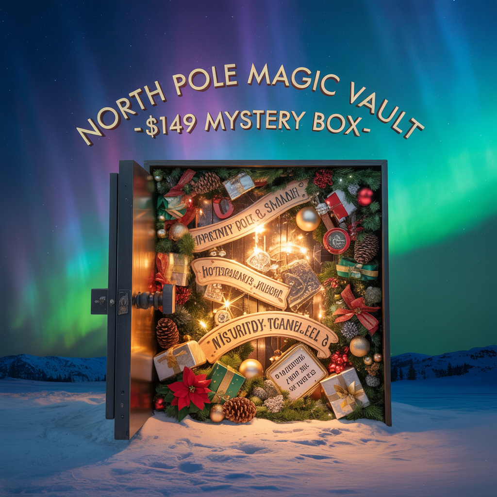 North Pole Magic Vault, $149 Deluxe Christmas Mystery Wreath Box, Holiday Craft Supplies, Luxury Ribbon, Signs, Greenery, Florals, Mesh, Picks