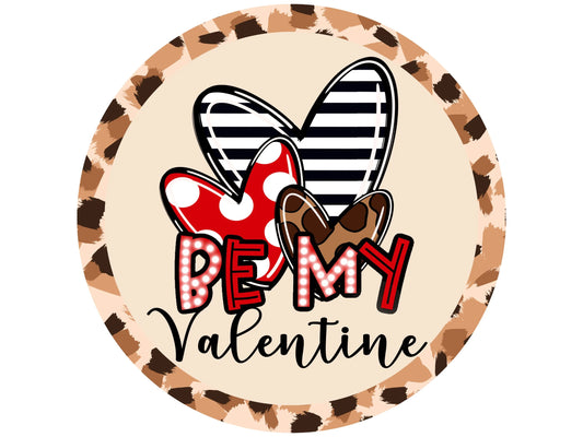 animal print be mine happy valentines day wreath sign, valentines day hearts be mine wall art, polka dot heart sign, animal print heart sign