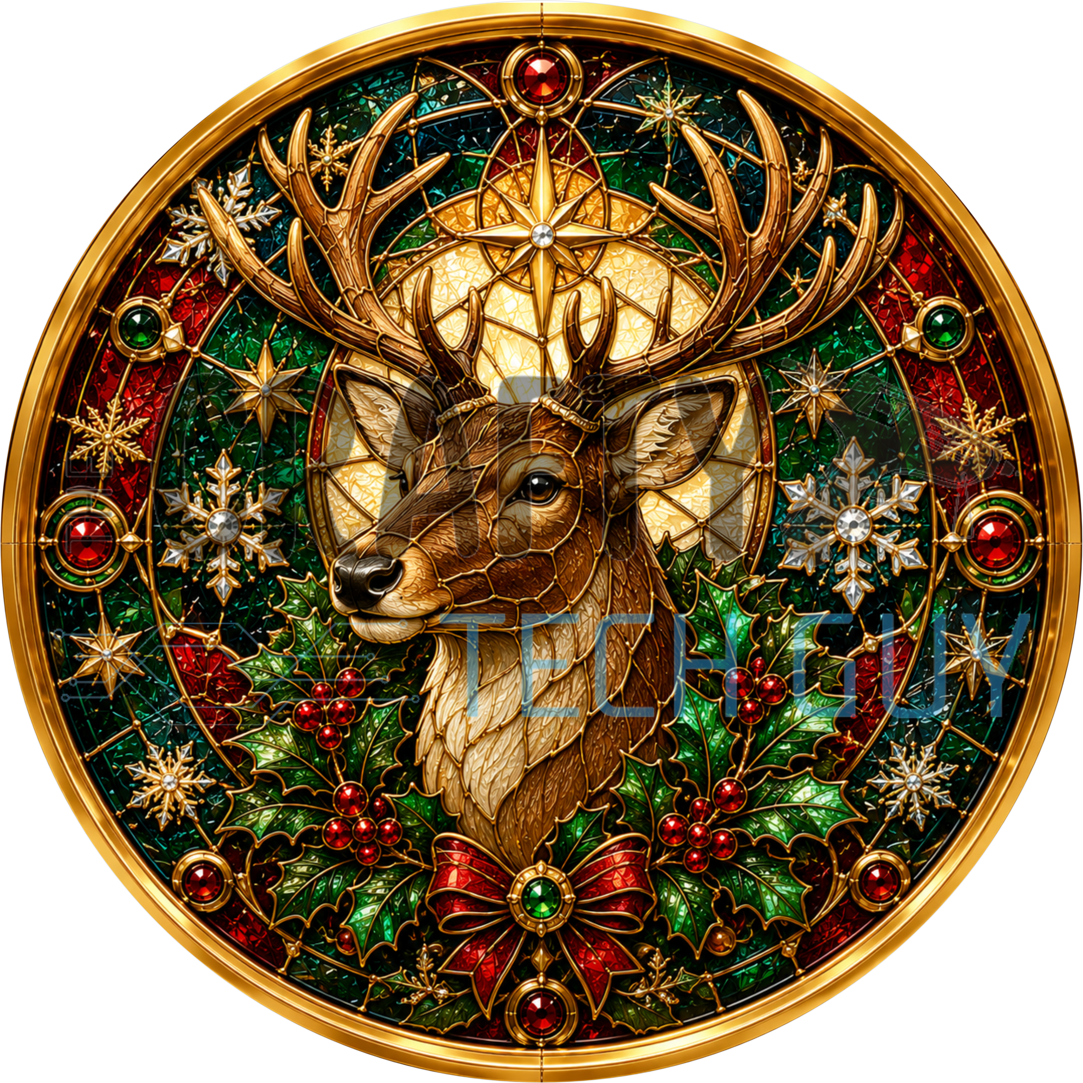 Stained Glass Reindeer Christmas Wreath Sign – Holly & Gold Design