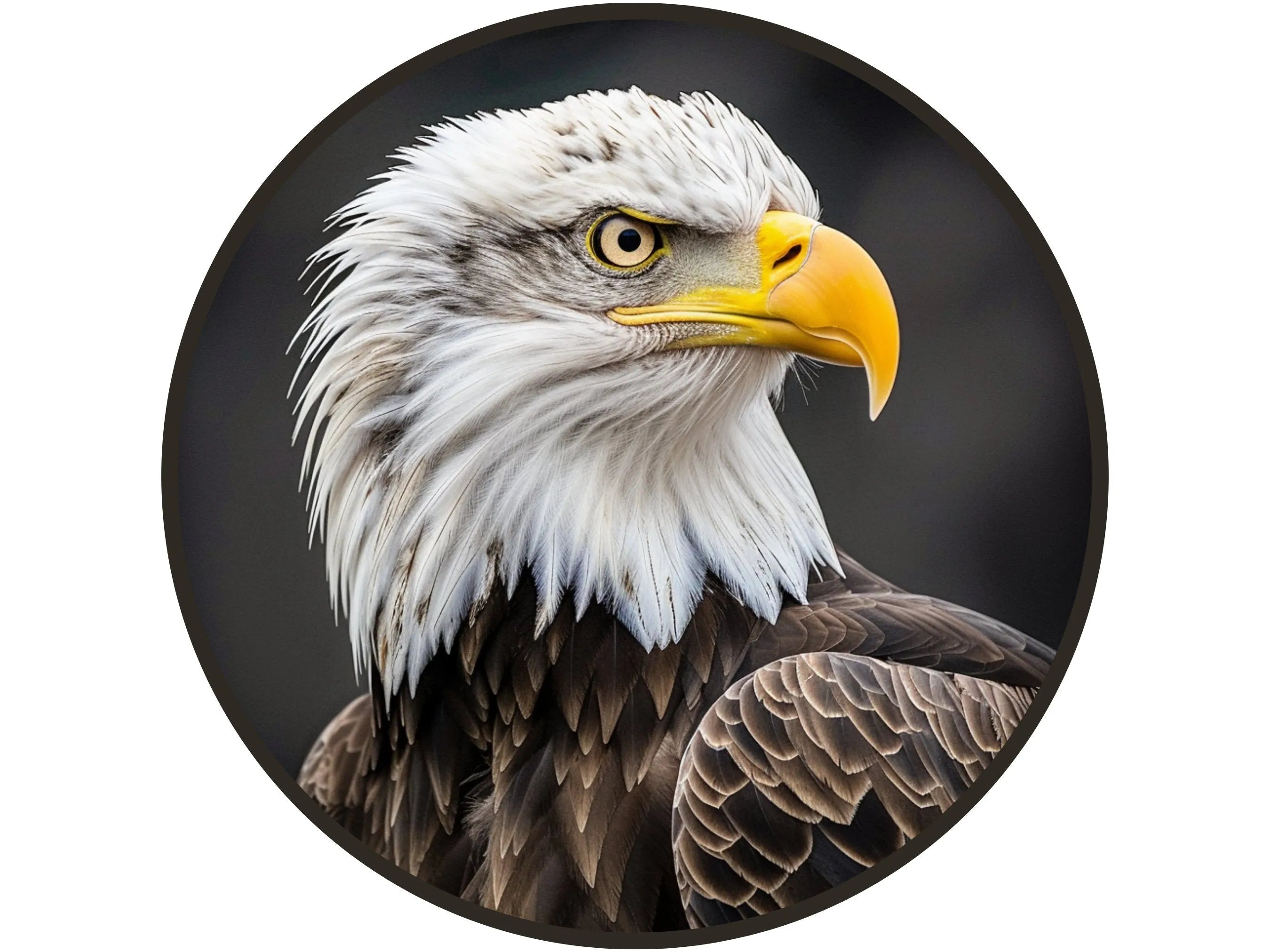 bald eagle looking to the right wreath sign, American bald eagle sign, USA eagle sign, realistic bald eagle wreath attachment