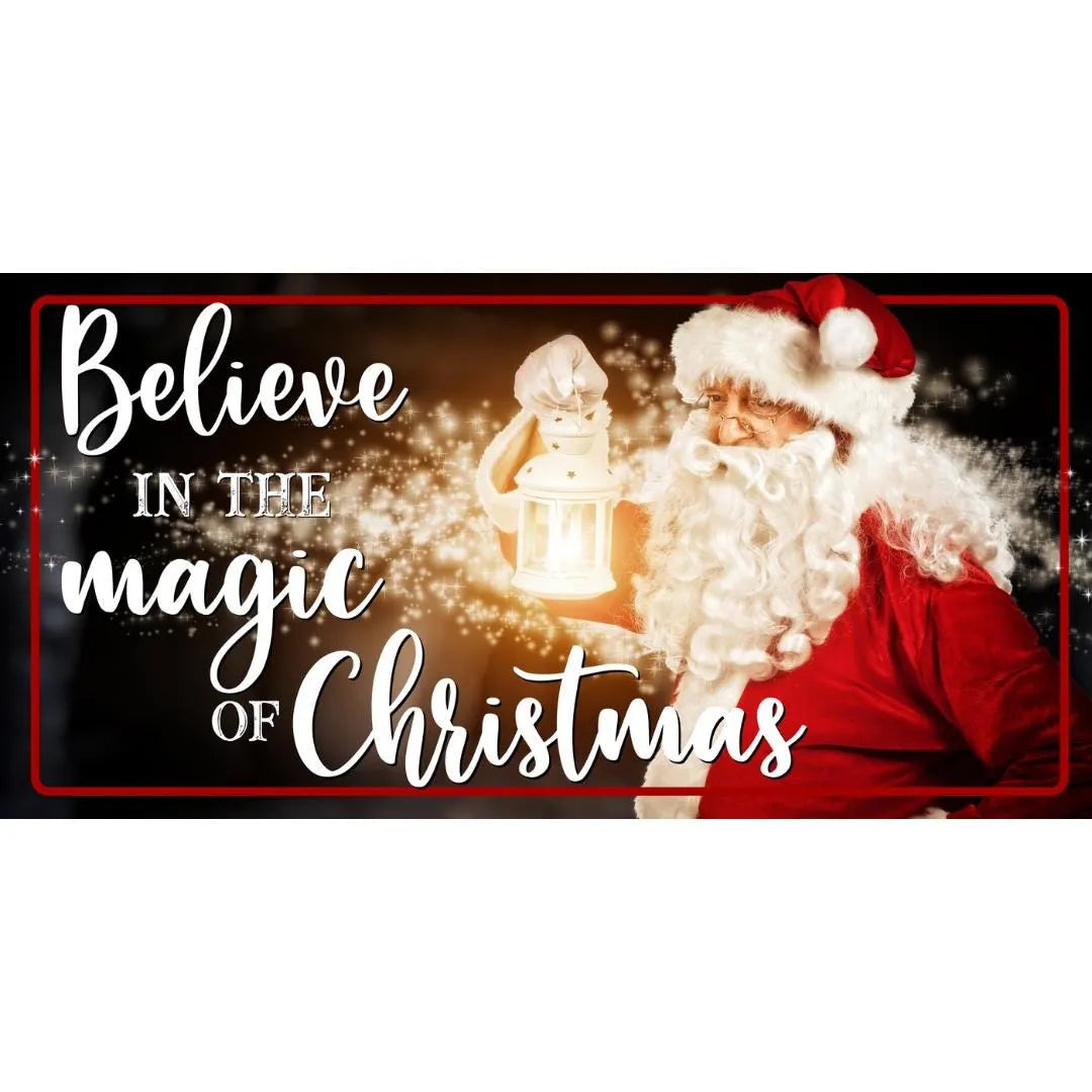 Believe in the Magic of Christmas Santa Sign | Festive Holiday Wall Art | Santa Holding Lantern Christmas Decor | Christmas Home Decoration