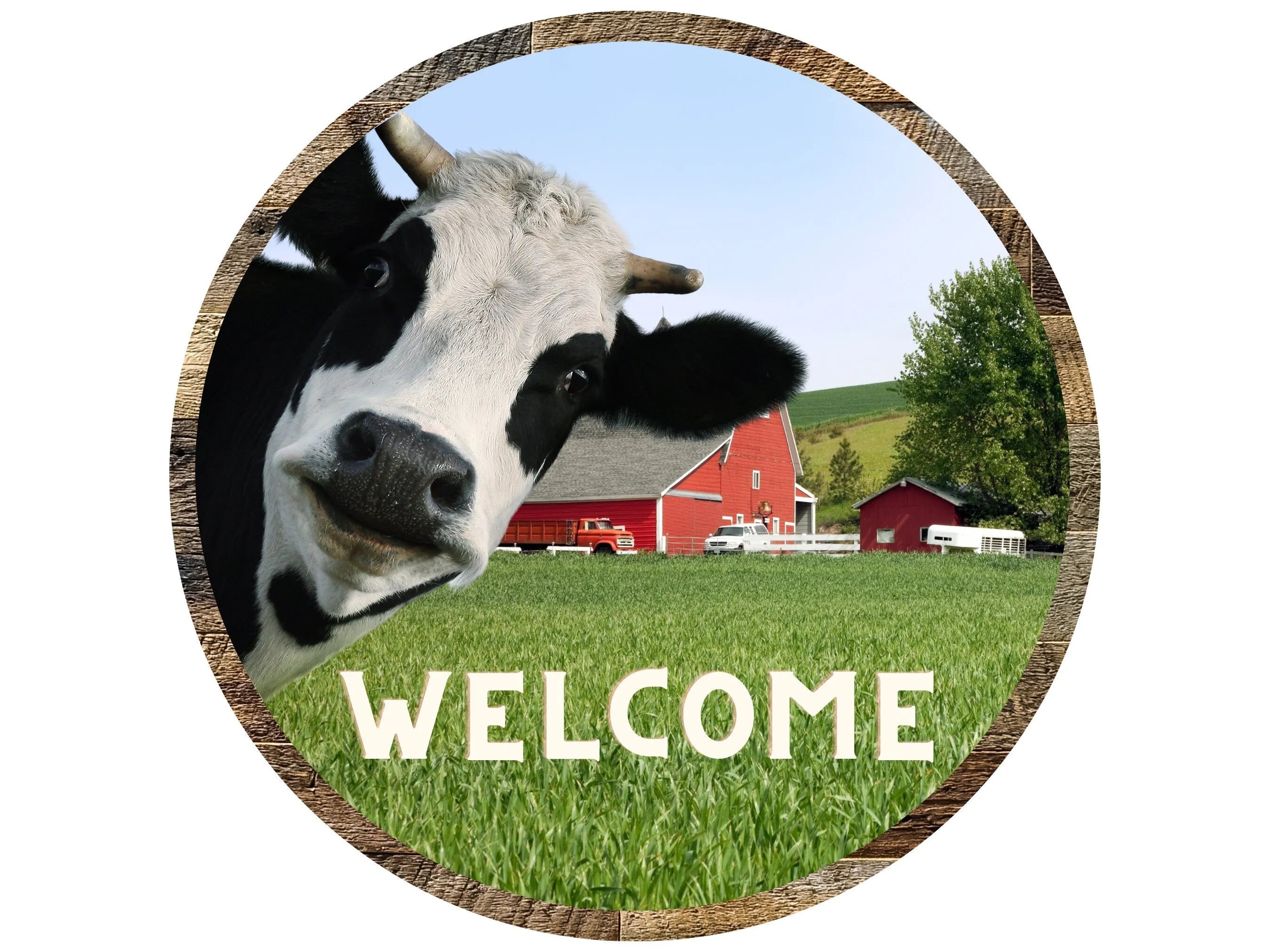 black and white cow welcome wreath sign, cow welcome sign, farm life welcome sign, farmhouse cow sign