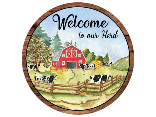 black and white cow welcome wreath sign, cow welcome sign, farm life welcome sign, farmhouse cow sign, cows and pasture sign