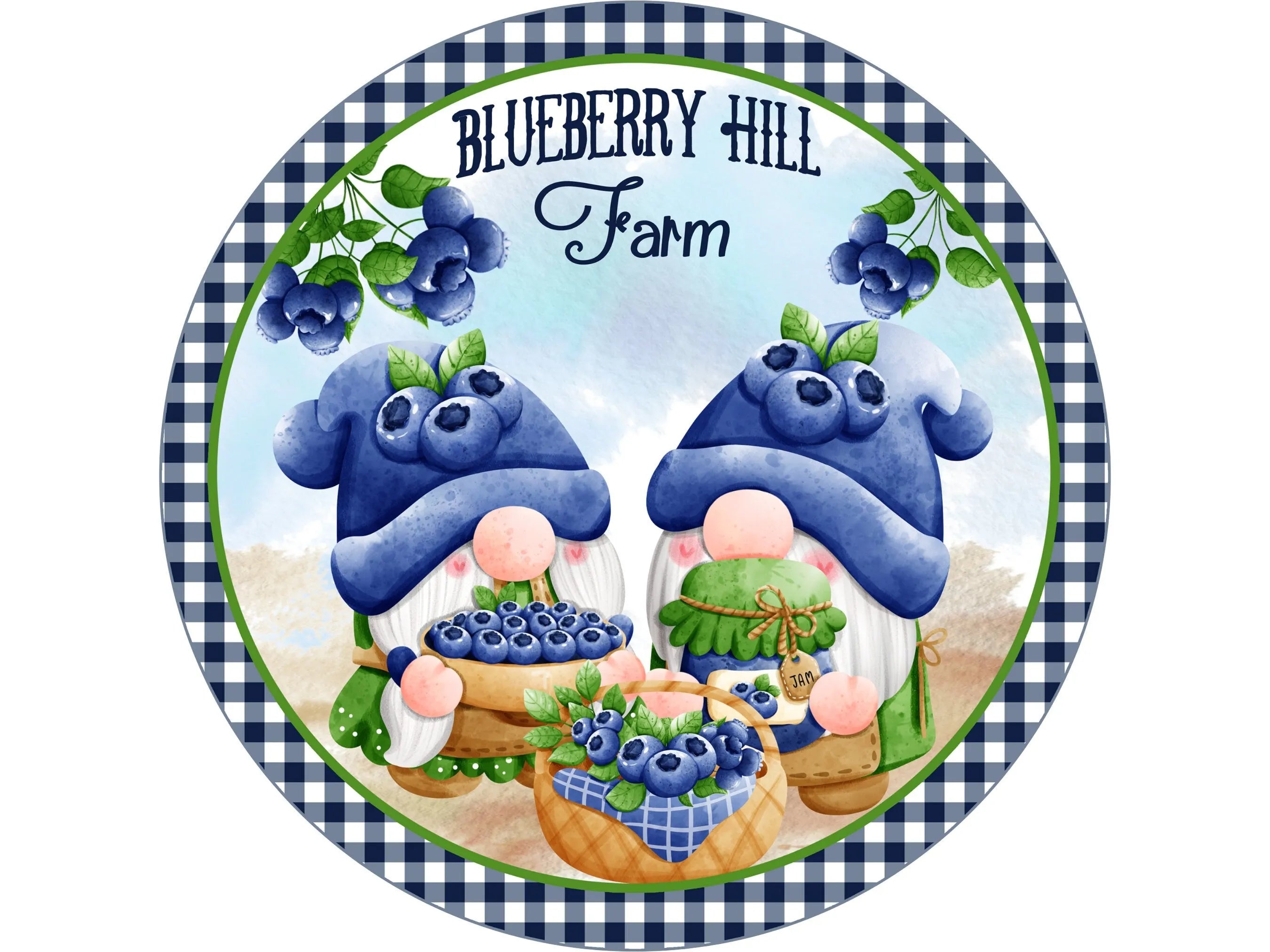 Blueberry Hill Farm Metal Sign, Cute Gnome Decor, Rustic Farmhouse Art, Country Kitchen Decor, Whimsical Farm Sign, Perfect Gift Idea