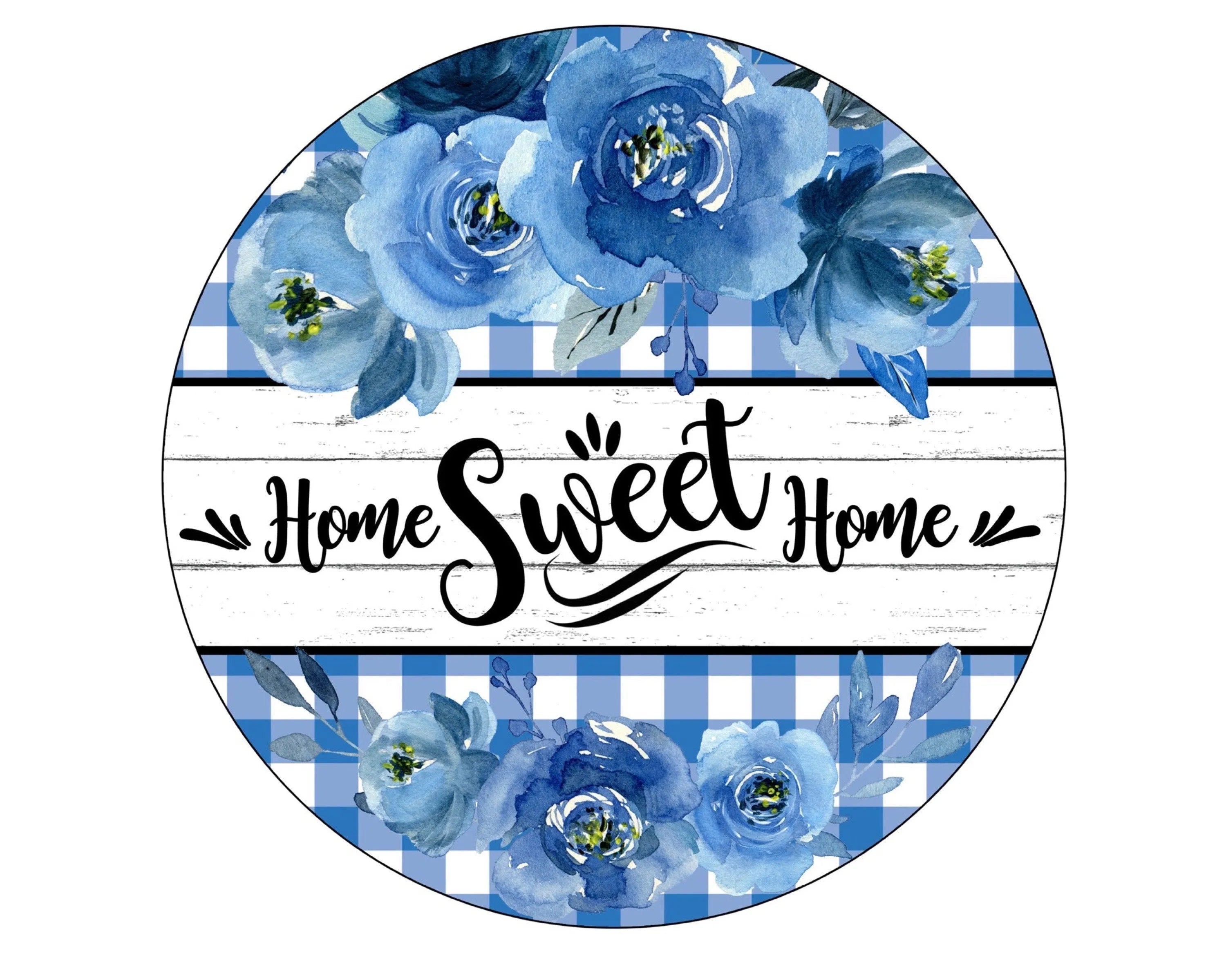 Blue Floral Welcome sign, home sweet home sign, blue collector, blue party, floral party, blue flowers sign, farmhouse floral sign