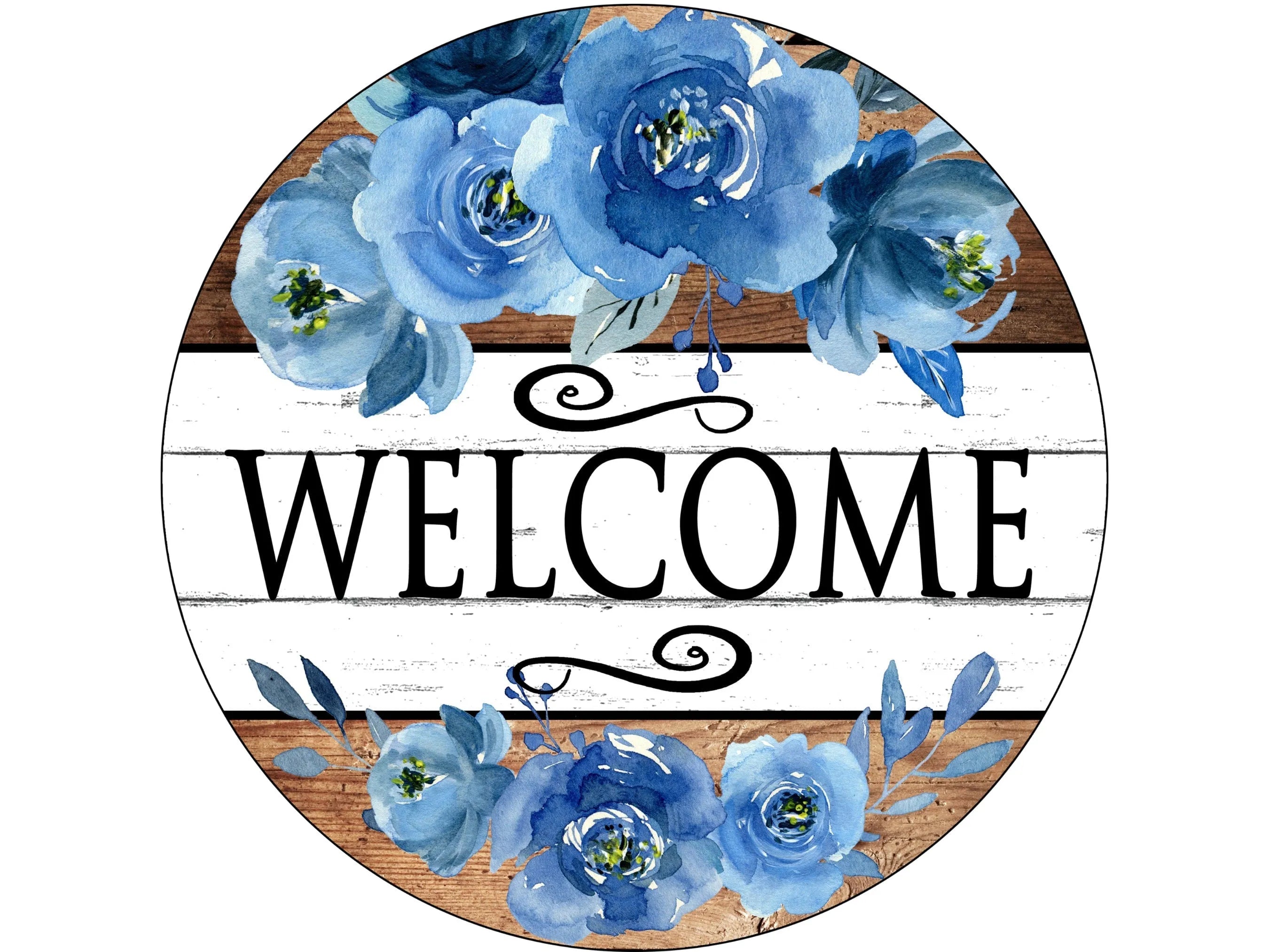 Blue Floral Welcome sign, rustic shiplap welcome sign, blue collector, blue party, floral party, blue flowers sign, farmhouse floral sign