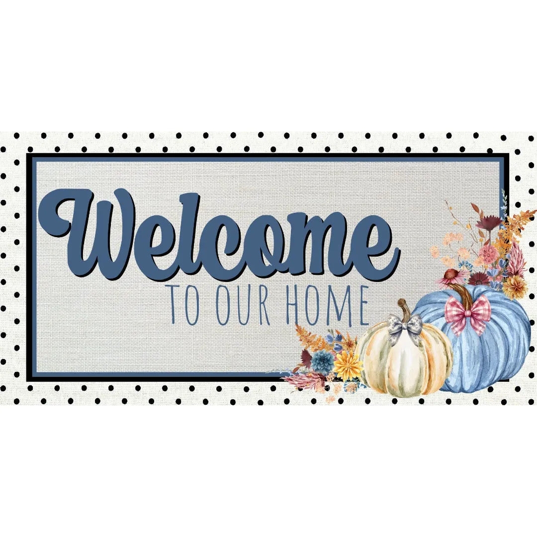 Boho Pumpkin Welcome Sign, Rustic Fall Home Decor, Polka Dot Farmhouse Wall Art, Metal Welcome Sign for Autumn, Seasonal Entryway Decor