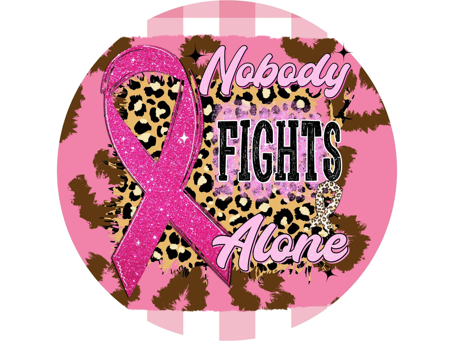 breast cancer awareness leopard print pink ribbon wreath sign, sign for awareness, sign for October