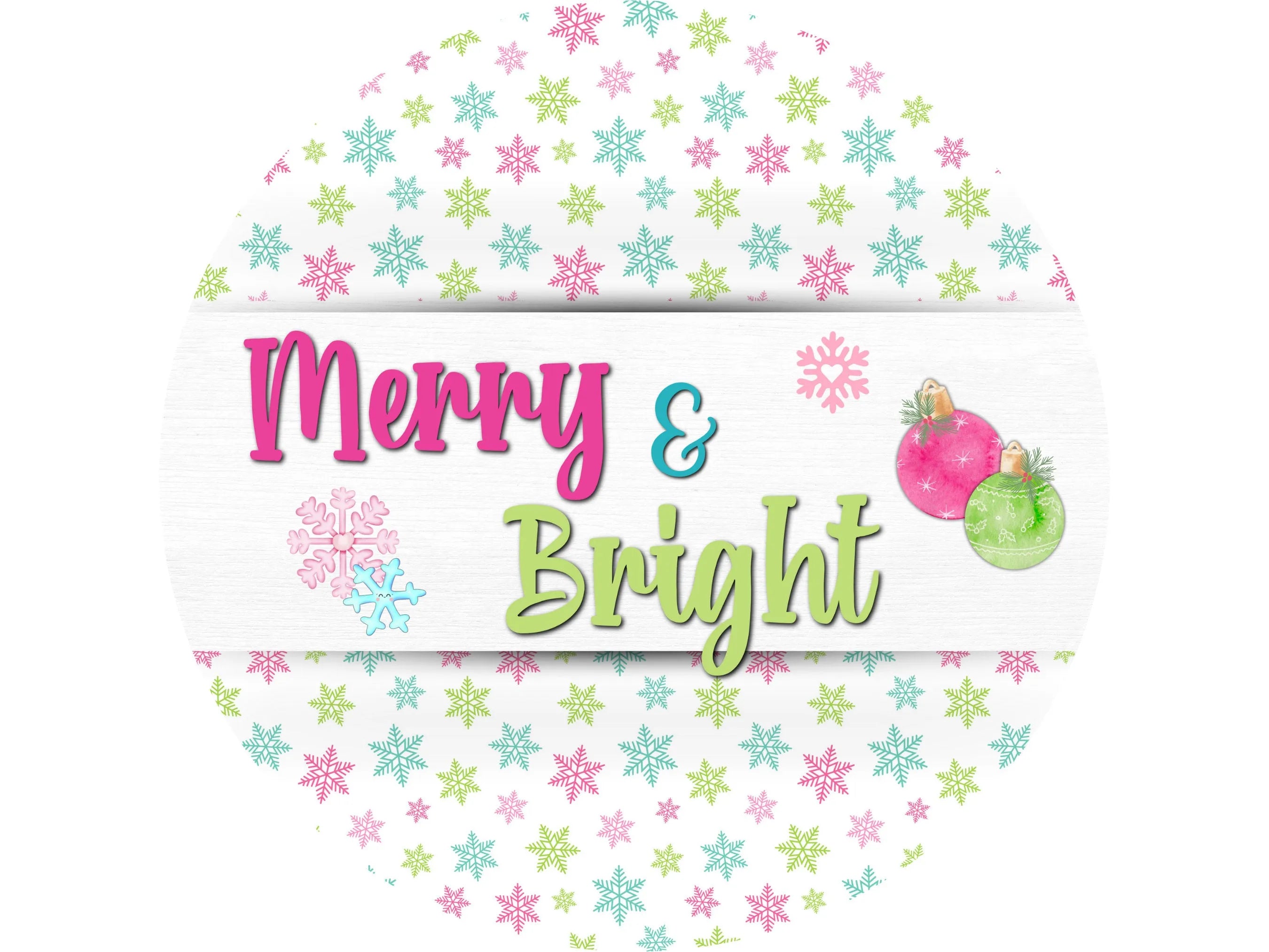 Bright Snowflake Christmas Sign, Merry and Bright Wall Art, Cheerful Holiday Decor