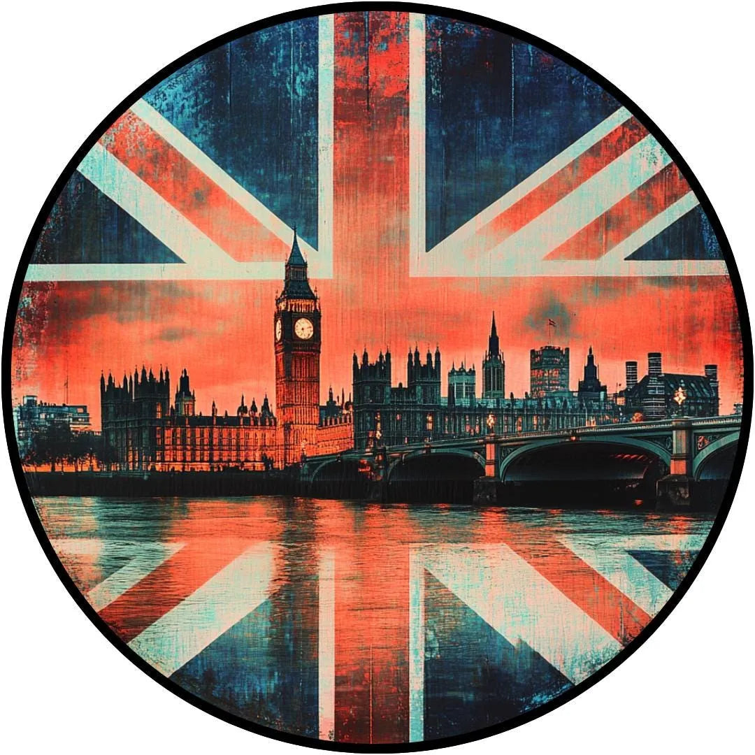 British Flag with Big Ben Sign, Distressed UK Flag Decor, London Souvenir Wall Art, Union Jack and Big Ben Plaque