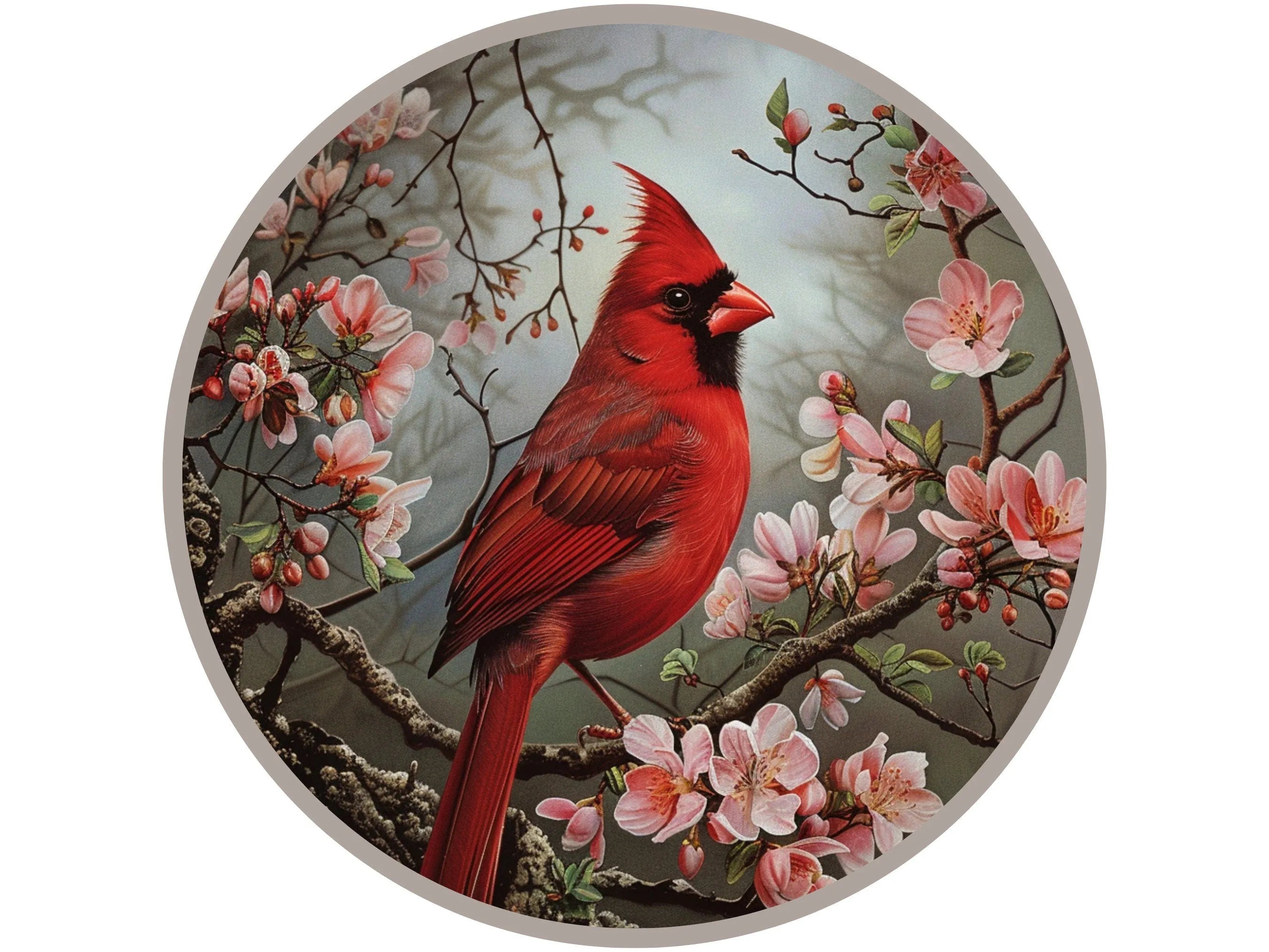 Cardinal Metal Sign, Bird Wall Art, Spring Decor, Nature Home Decoration, Floral Design, Perfect Gift for Bird Lovers