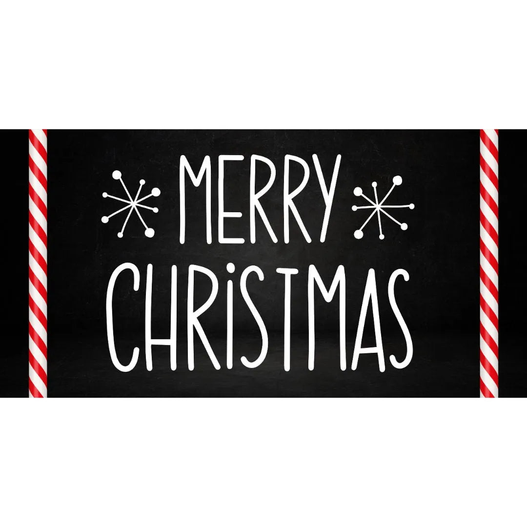 Chalkboard Style Merry Christmas Sign, Rustic Metal Holiday Decor, Candy Cane Stripe Christmas Wall Art, Festive Home Decor